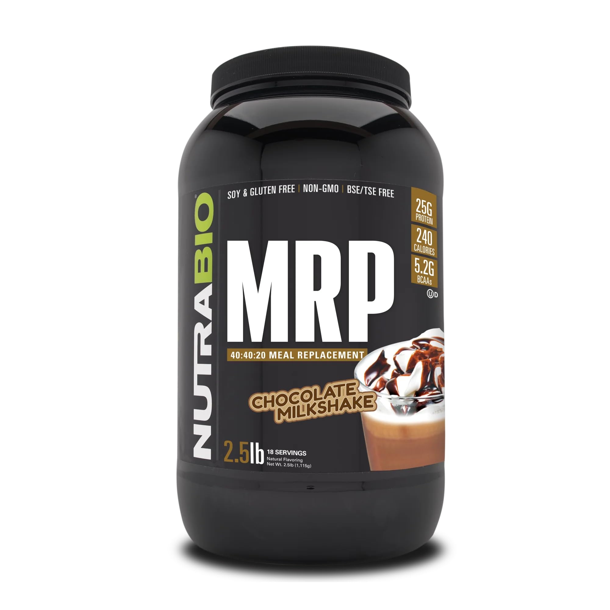 NutraBio MRP Chocolate Complete Meal Replacement Protein Powder - 2.5lbs | High Protein Shake for Weight Loss, Muscle Gain & On-the-Go Nutrition | Perfect for Gym, Work & Busy Lifestyles