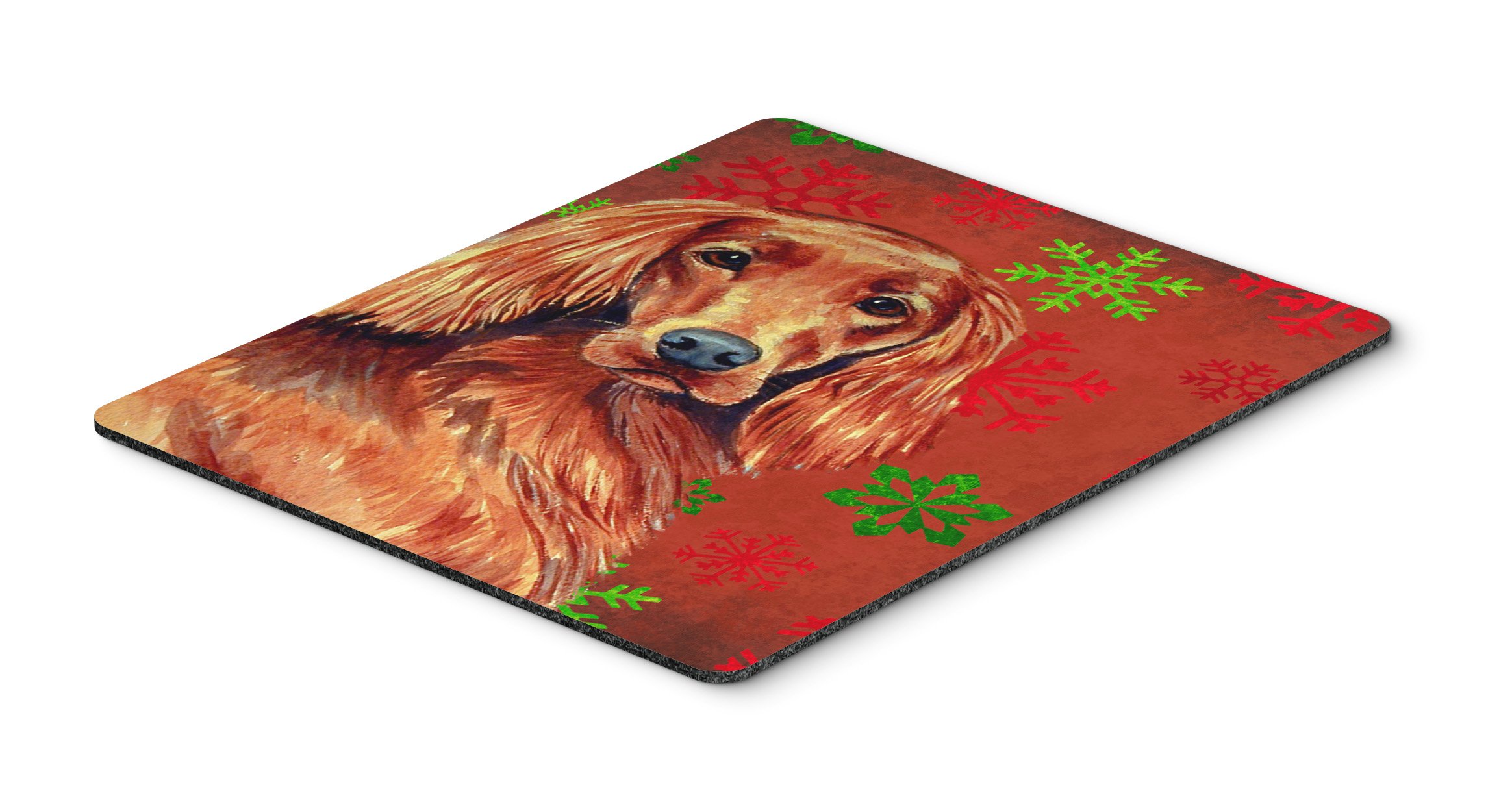 Caroline's Treasures Irish Setter Christmas Mouse Pad - Red & Green Snowflake Holiday Design, Non-Slip Large Mouse Mat for Office, Gaming & Laptop Use | Heat-Resistant Hot Pad & Trivet | Washable Computer Accessory for Home & Work