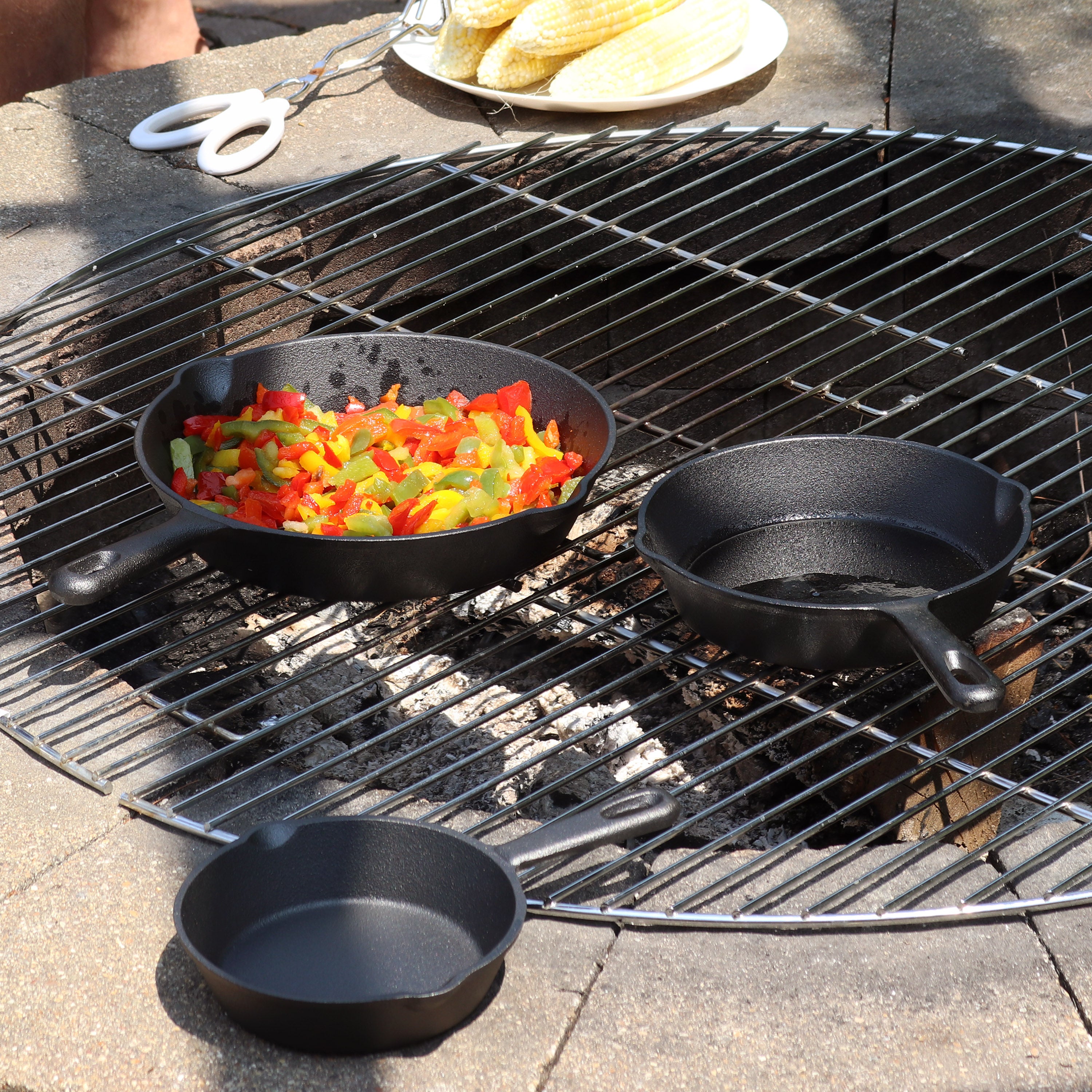 Premium Pre-Seasoned 3-Piece Cast Iron Skillet Set - 8
