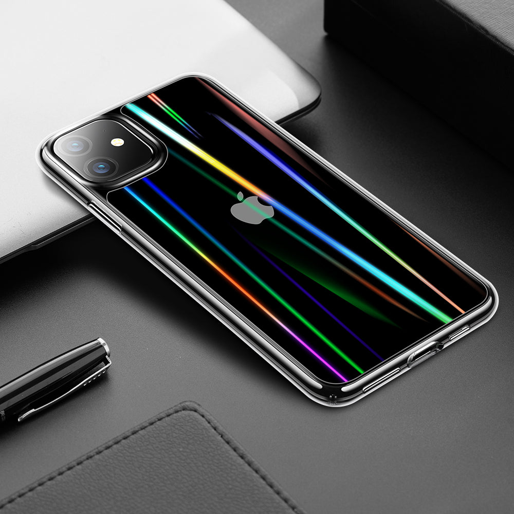 iPhone 11 Case 6.1 Inch - Unicorn Beetle GLASS Slim Clear Protective Cover with Laser Design | Shockproof & Scratch Resistant for Everyday Use, Work & Travel