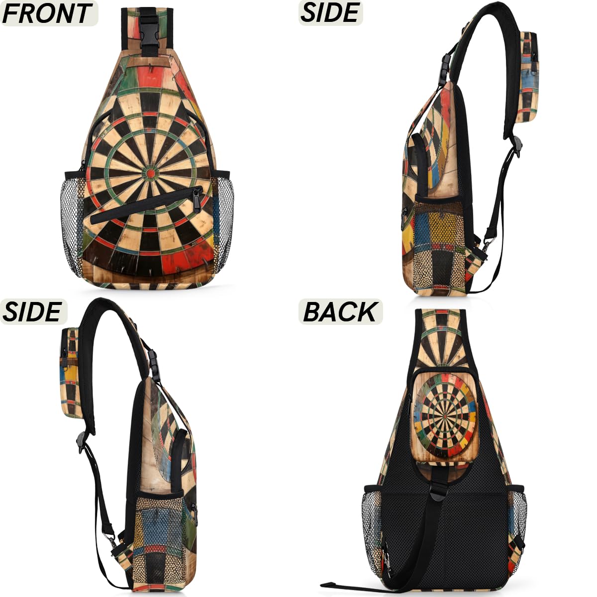 TropicalLife Printed Dart Board Sling Backpack - Unisex Crossbody Shoulder Bag for Men & Women - Lightweight Chest Daypack for Travel, Hiking, Sports & Outdoor Adventures