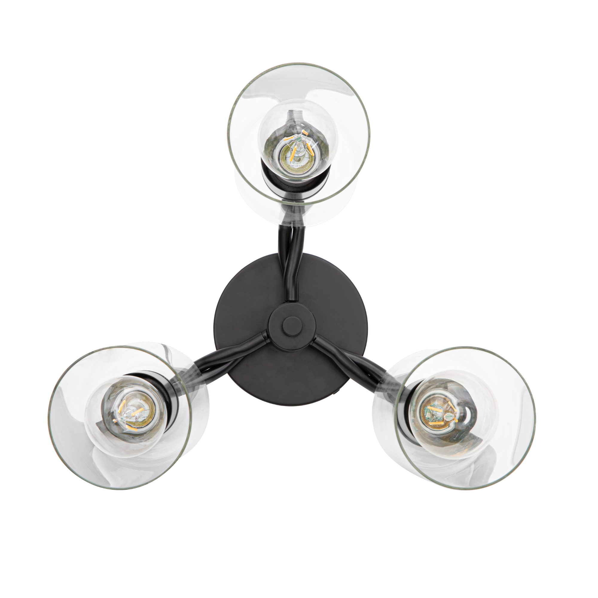 3-Light Semi Flush Mount Ceiling Light Fixture - Matte Black with Clear Glass Shades - Perfect for Bedroom, Living Room, Kitchen, and Hallway Lighting