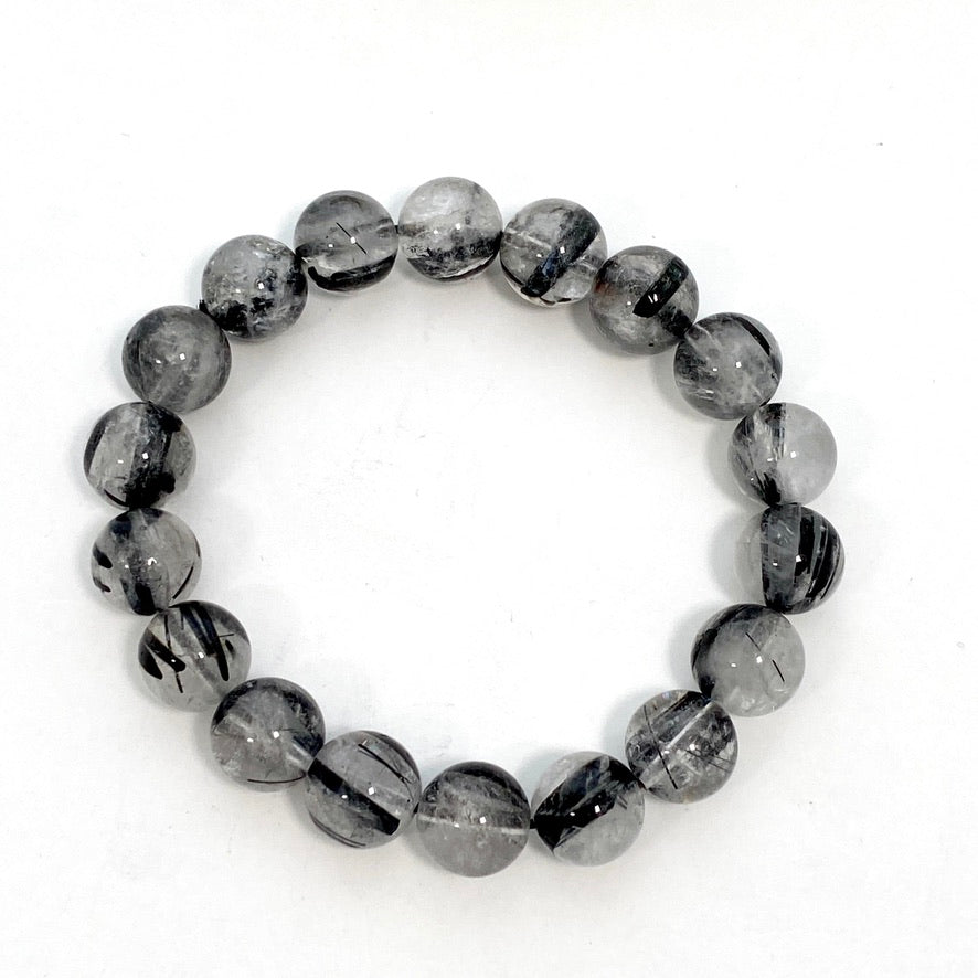 Black Tourmaline in Quartz Bracelet - Natural Healing Crystal Jewelry for Protection & Energy Balance | Perfect for Meditation, Yoga & Spiritual Wellness