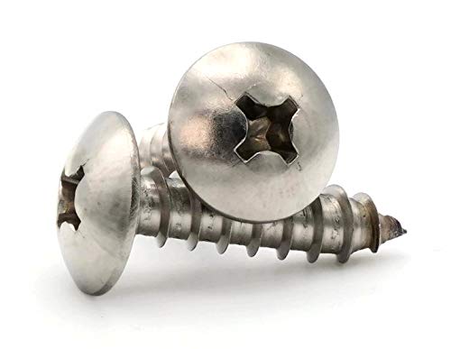 Phillips Truss Head Sheet Metal Screws 18-8 Stainless Steel - #10 x 3/8 Inch (1000 Pack) - Ideal for HVAC, Automotive & Metal Roofing Projects
