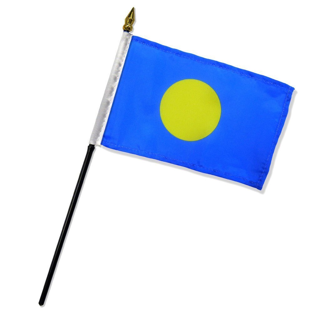 Palau 4x6 Inch Mini Desk Stick Flag - No Base Included - Perfect for Office Decor, International Events & Patriotic Displays