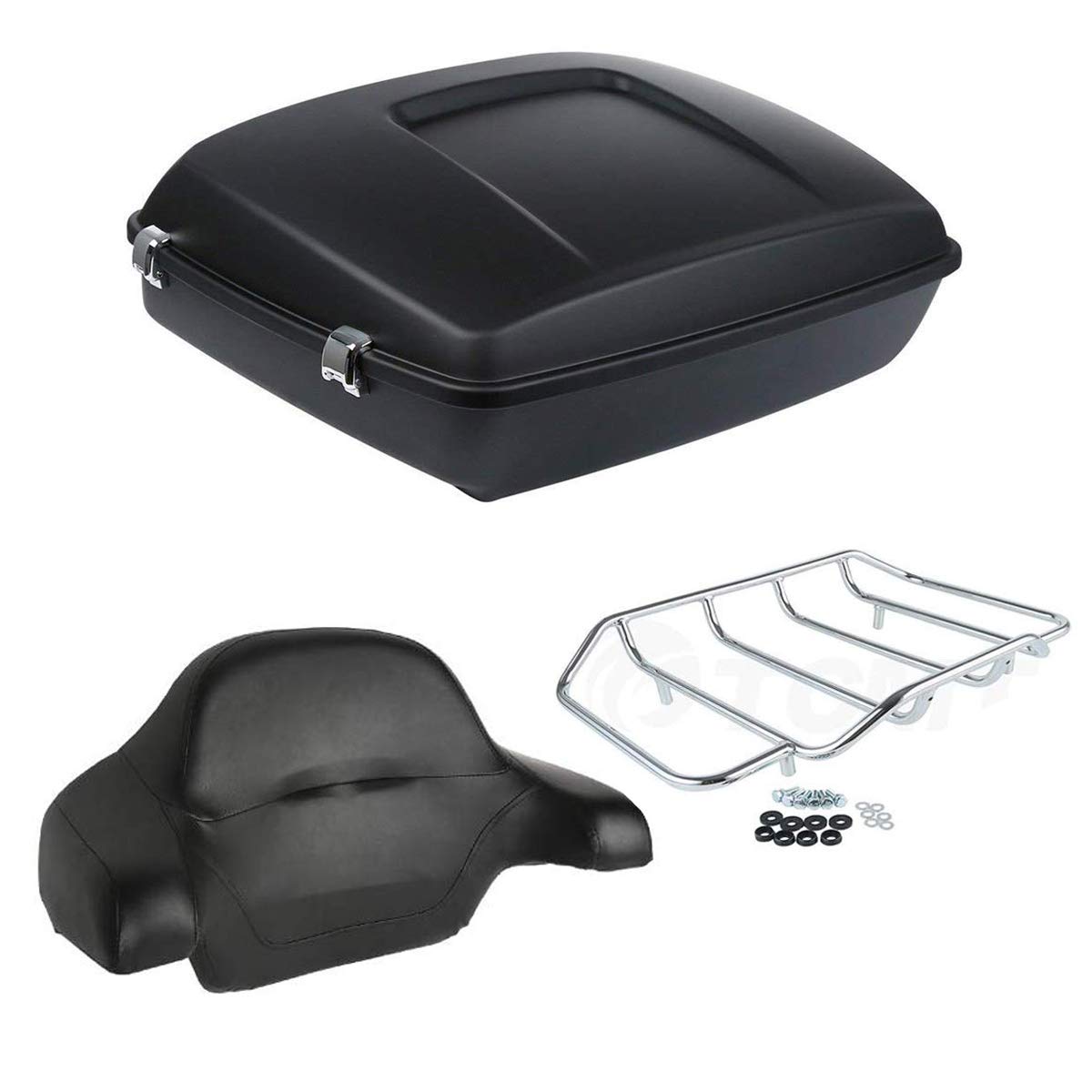 XMT-MOTO Matte Black Chopped Tour Pack Luggage Kit with Pad, Fitted Lining & Rack for Harley Touring (Road King, Road Glide, Street Glide, Electra Glide, Ultra-Classic 2014-2023) - Perfect for Long Rides, Road Trips & Motorcycle Travel Accessories