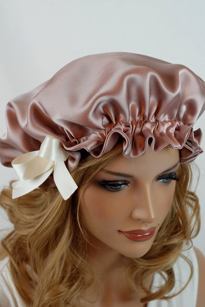 Anasvi Large Satin Sleep Cap for Women - Silk Night Sleeping Hat & Hair Bonnet Head Cover (Pack of 1, Pink) | Perfect for Curly Hair Protection, Overnight Moisture Lock & Travel Accessories