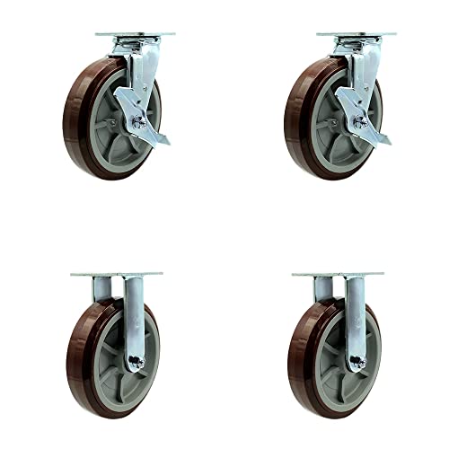 2 Swivel w/2 Brakes & 2 Swivel Locks - 2 Rigid