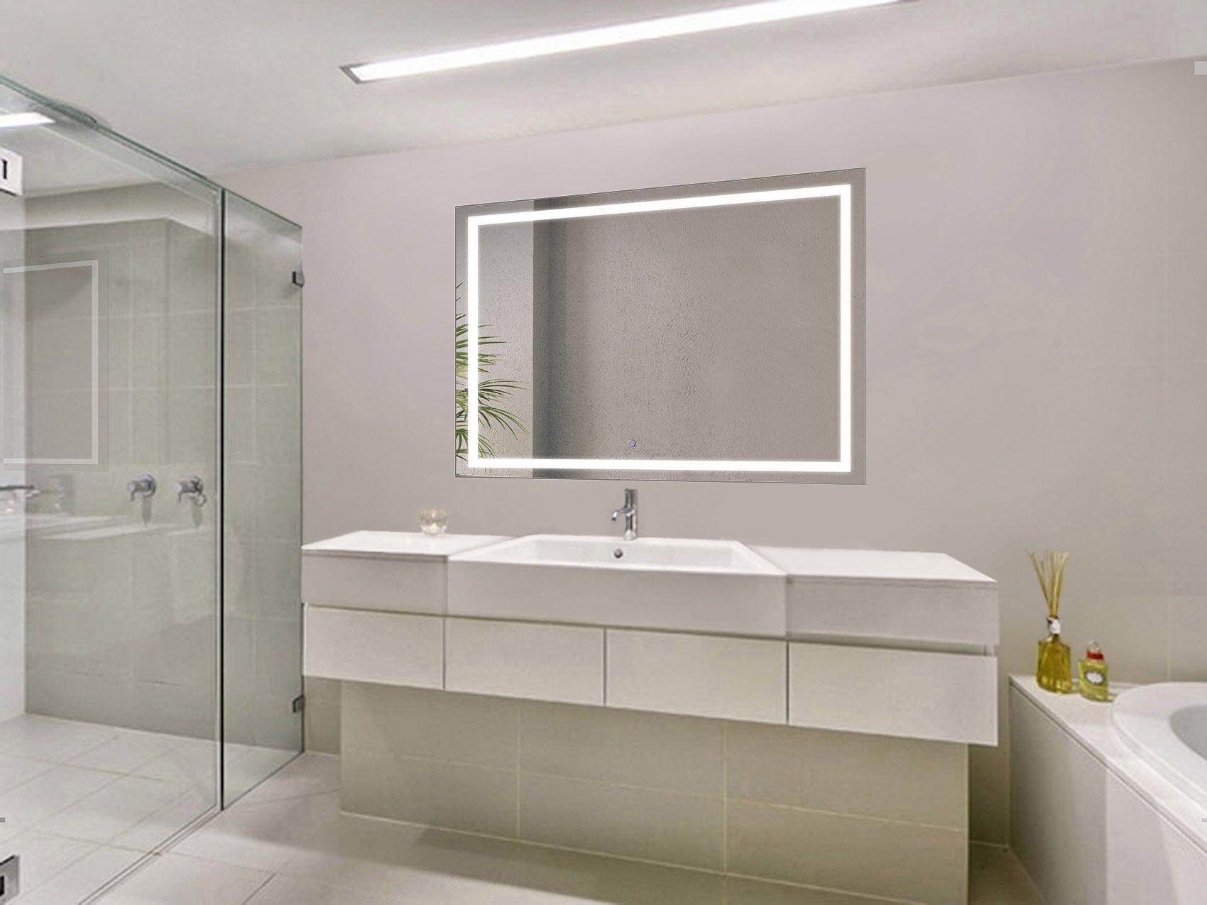 Krugg Icon 48x36 Inch LED Bathroom Mirror with Dimmable Lights - Perfect for Vanity, Makeup, and Modern Home Decor