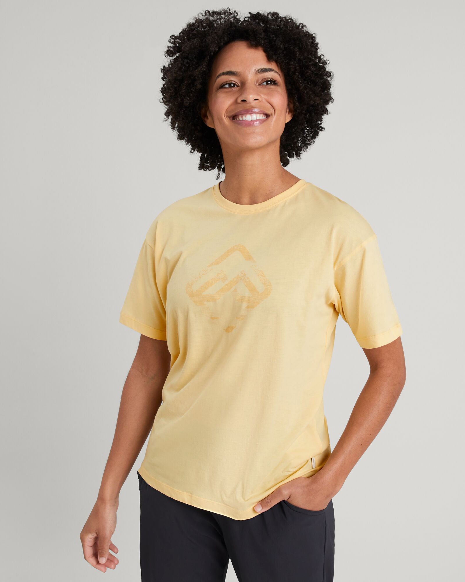 Geo Glitch Icon Women's Graphic T-Shirt - Trendy Sunlit Print Casual Tee for Streetwear, Music Festivals & Everyday Fashion