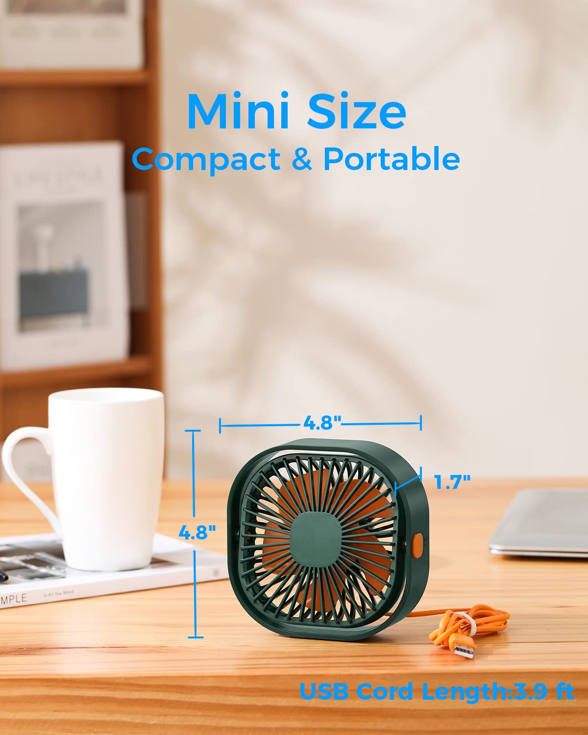 4 Inch Small USB Desk Fan - 3-Speed Portable & 360° Rotatable Mini Cooling Fan | USB-Powered Desktop Fan for Home, Office, Bedroom, Dorm | Perfect for Indoor, Outdoor & Summer Use | Great Gift Idea for Students & Professionals