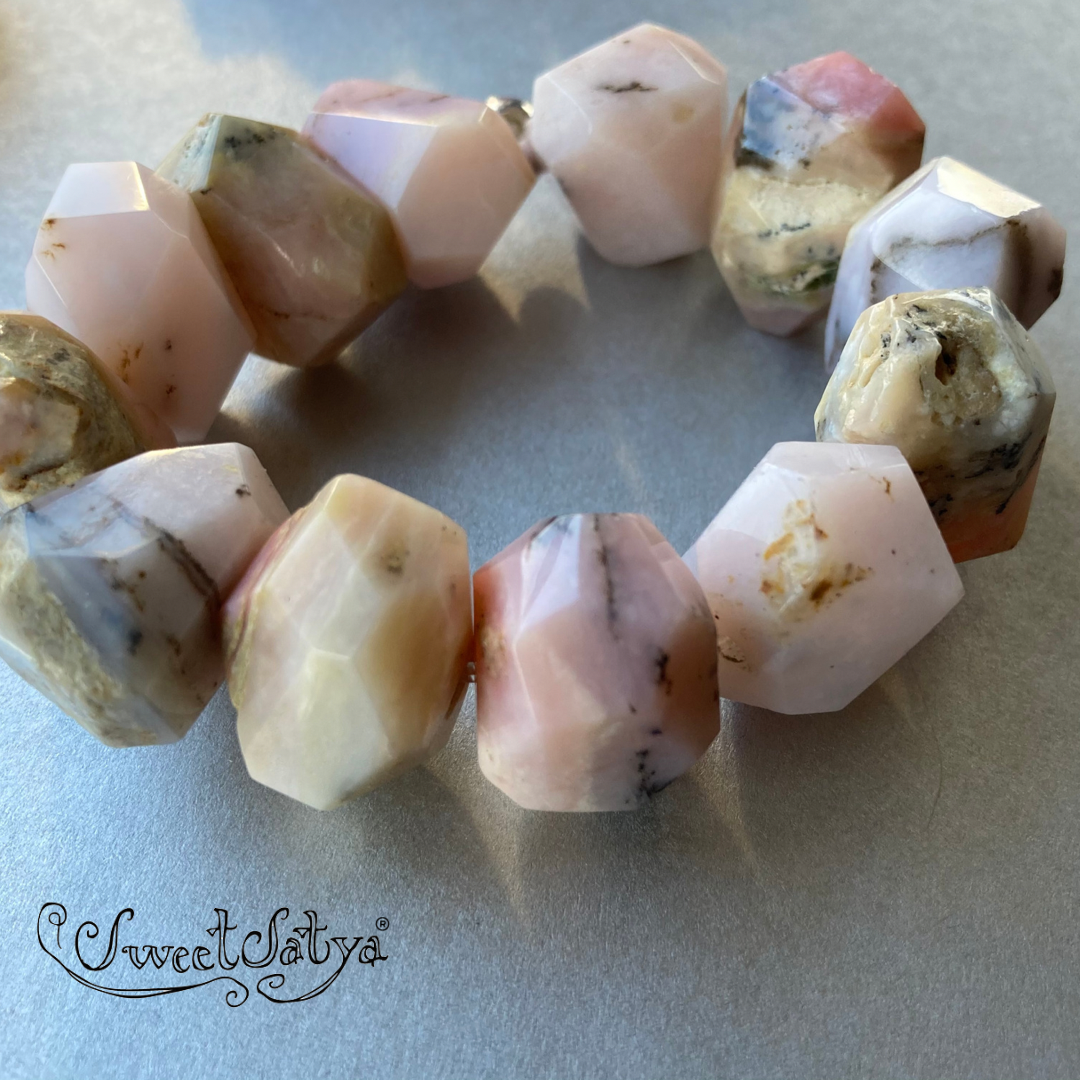 Peruvian Opal Stretch Bracelet - Handmade Gemstone Beaded Elastic Bracelet for Women | Healing Crystal Jewelry for Meditation, Yoga & Spiritual Wellness