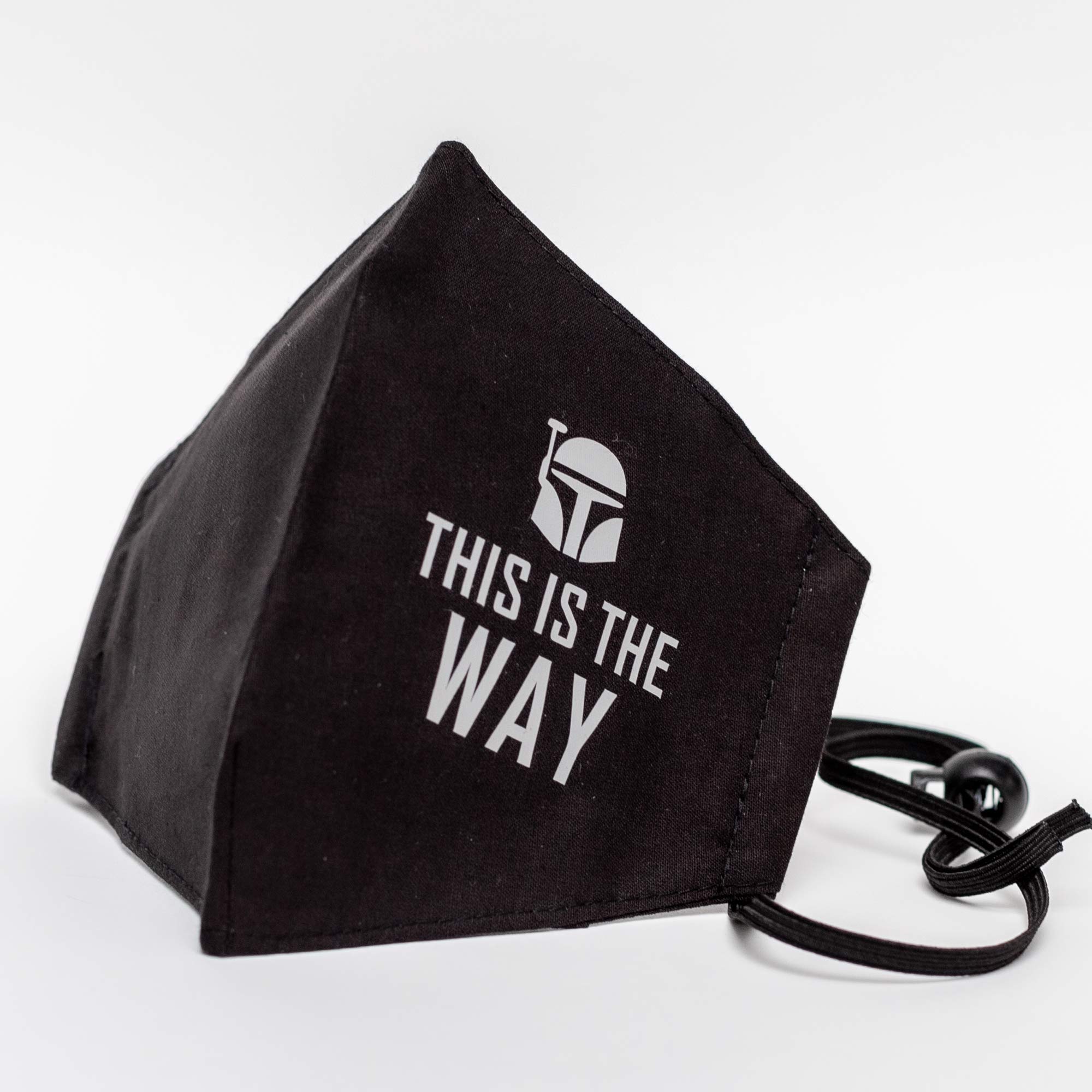 Boom Lab This Is The Way Face Mask - 3-Layer Washable Reusable Around-the-Head Style with Filter Pocket - Silver Edition (Large) - Perfect for Daily Wear, Travel & Outdoor Activities
