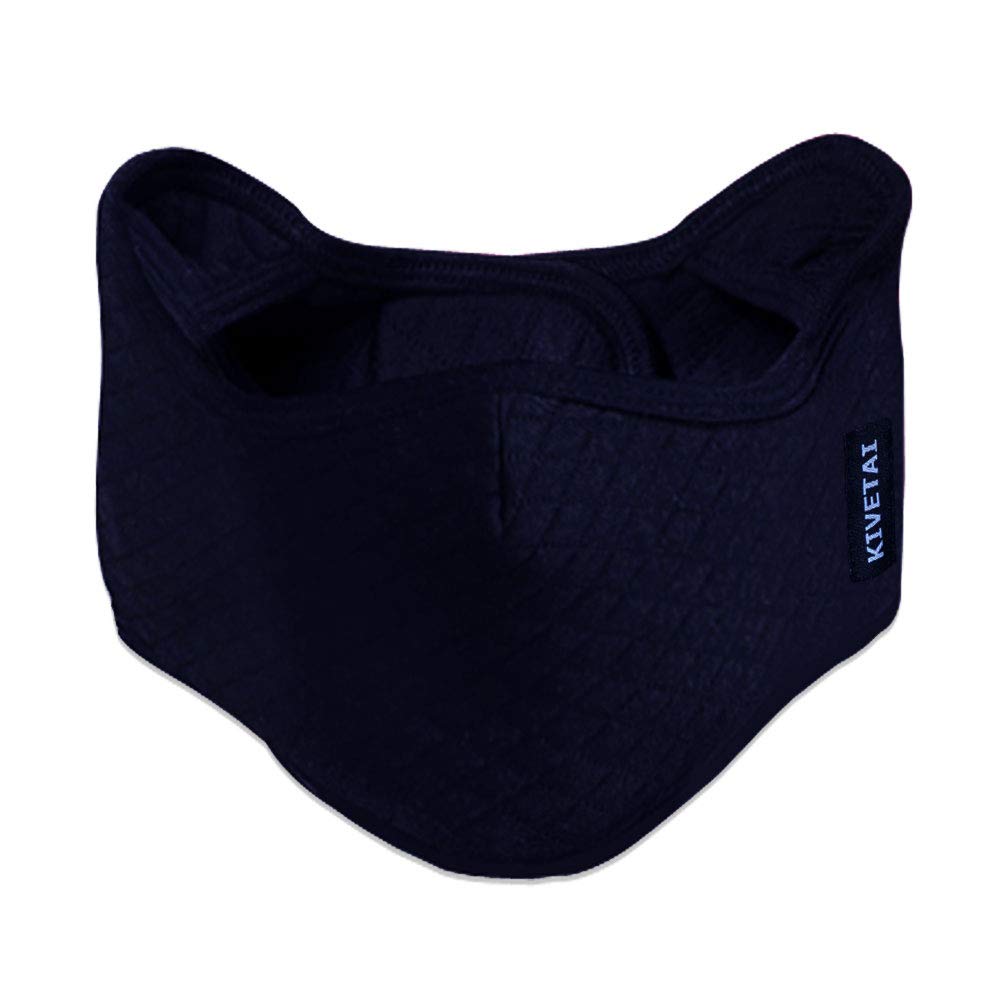 Adjustable Half Face Ski Mask with Earmuffs - Windproof Winter Warmer & Dust Protection for Adults - Perfect for Motorcycle Riding, Cycling, Skiing, Snowboarding & Hiking - Navy Blue Outdoor Sports Gear