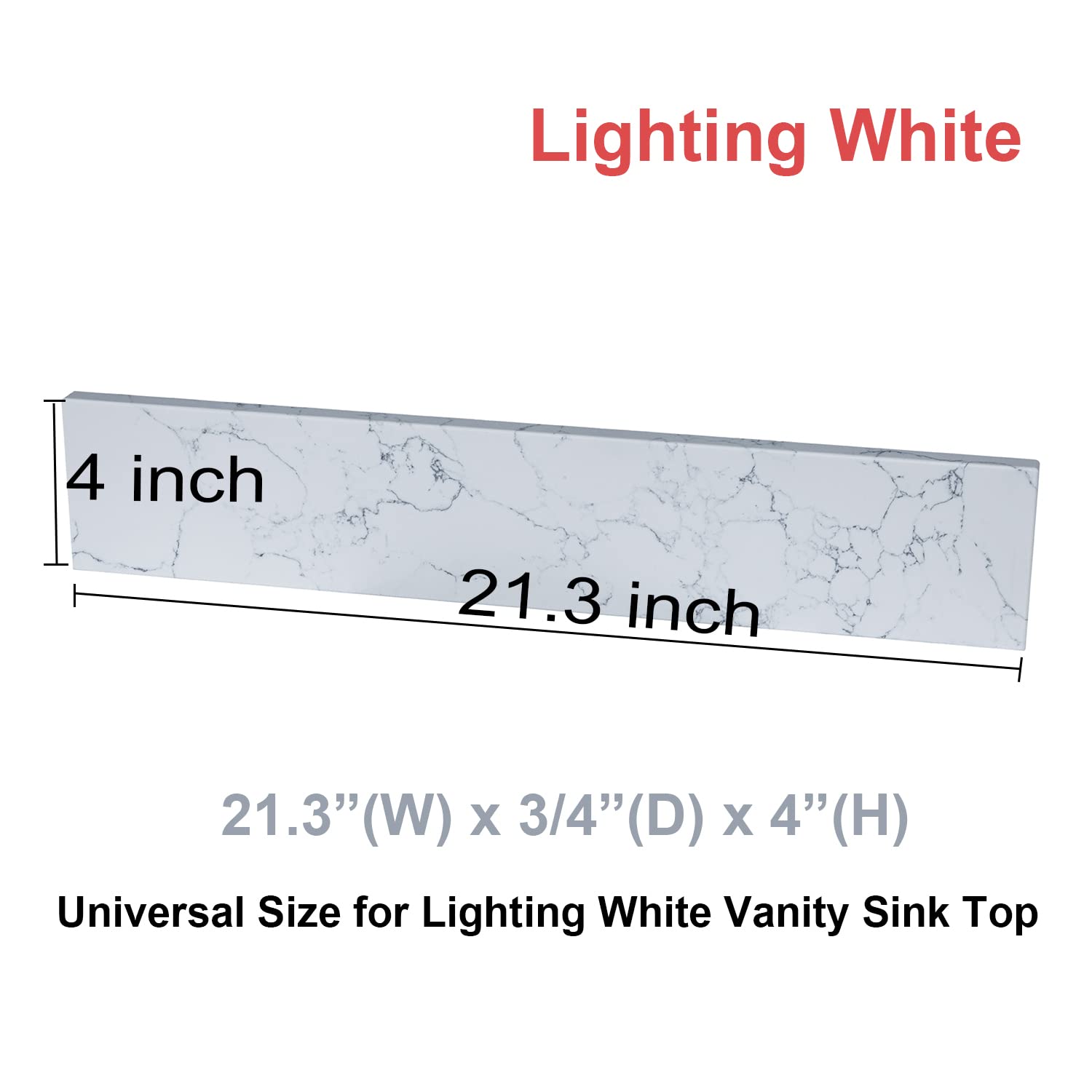 White Sink Side Splash for Bathroom Vanity Top - Matching Accessory for Modern Bathroom Decor | Perfect for Home Renovation & Bathroom Upgrades