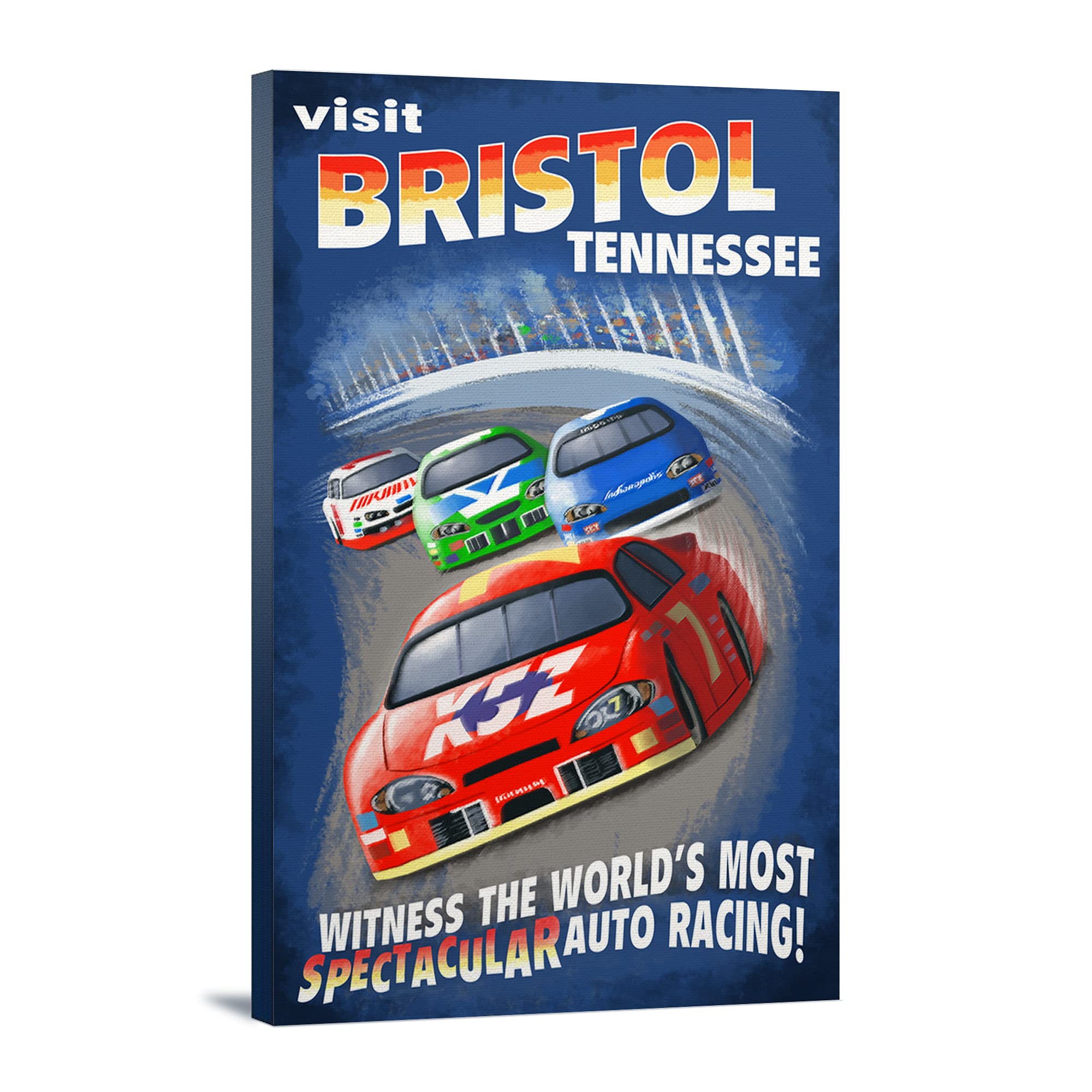 Lantern Press Bristol Tennessee Racecar Scene Wall Art - 16x24 Wrapped Canvas Print for Home & Office Decor - Perfect for Racing Fans & Motorsport Enthusiasts