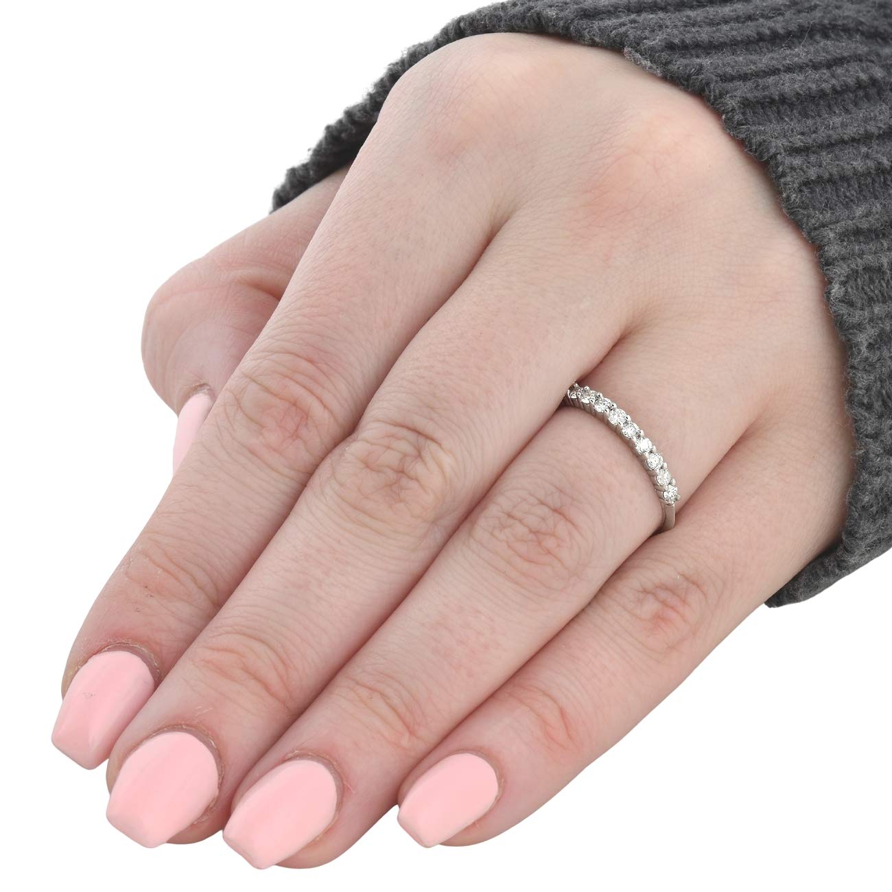 1/2 Ct TDW Diamond Wedding Ring Stackable Women's Anniversary Band 14k White Gold - Perfect for Bridal Sets, Anniversary Gifts & Everyday Elegance