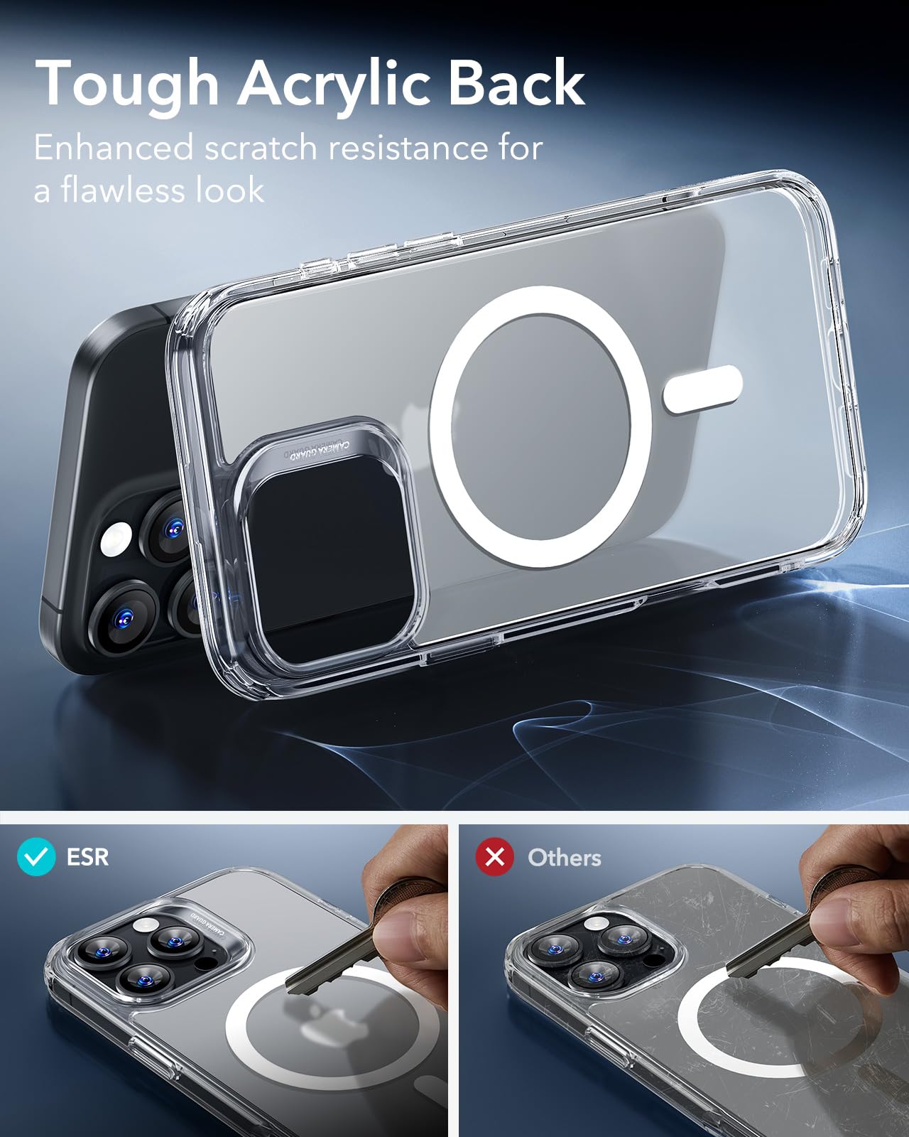 ESR Magnetic Phone Case for iPhone 16 Pro Max - Military-Grade Shockproof Protection, MagSafe Compatible, Frosted Clear Hybrid Case (HaloLock) | Perfect for Everyday Use, Travel & Outdoor Activities