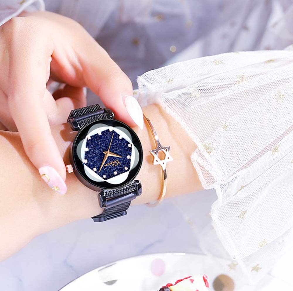 MASTOP Women's Fashion Analog Quartz Watch with Mesh Band & Magnetic Buckle - Waterproof Ladies Wristwatch for Work, Dating & Everyday Wear