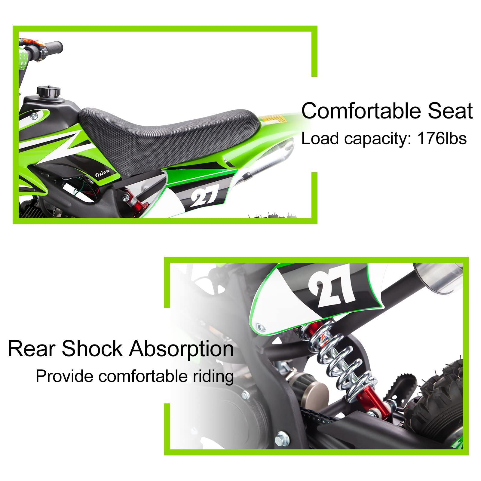49cc Kids Dirt Bike - 2-Stroke Mini Pit Bike for Boys & Girls Ages 8-14 | Off-Road Gas Motorcycle in Green | Perfect Christmas Gift for Young Riders | Ideal for Backyard Trails, Off-Road Adventures & Beginner Motocross Training