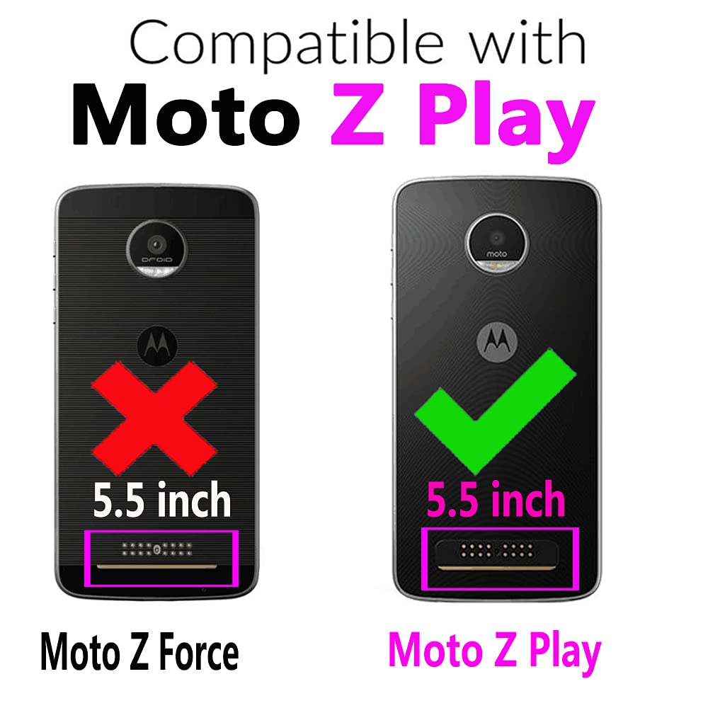 Leather Wallet Case for Moto Z Play - Card Holder & Stand (Rose Gold) - Perfect for Work & Travel