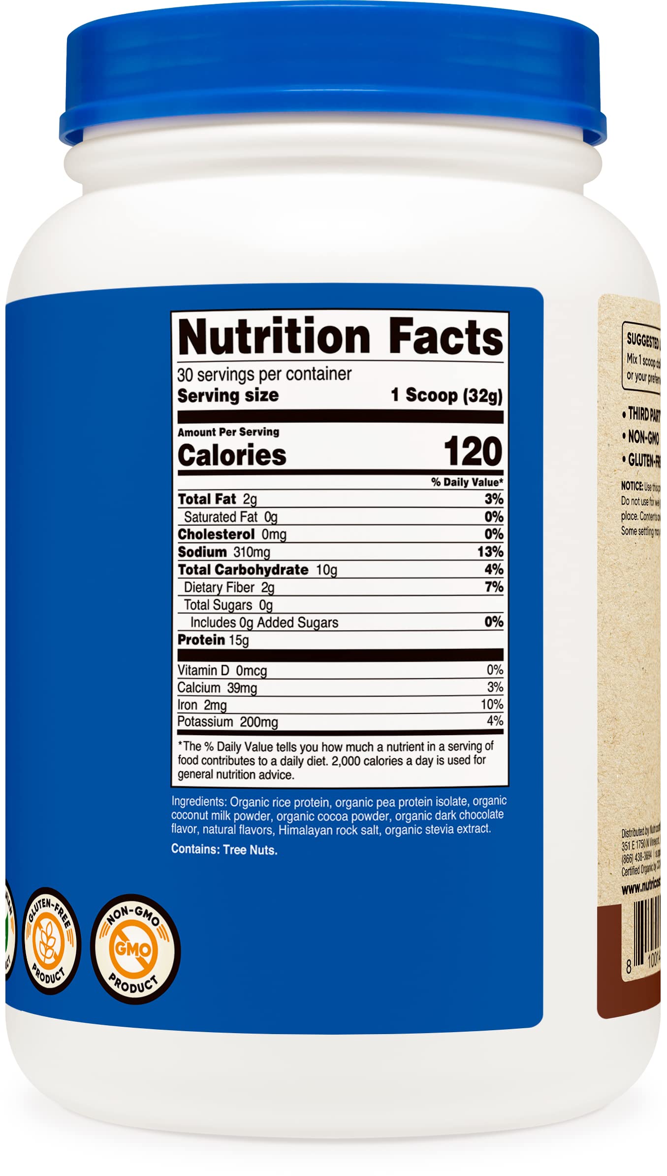 Nutricost Organic Vegan Meal Replacement Shake Powder (Chocolate) - USDA Organic Certified, Vegan, Gluten Free, Non-GMO - Perfect for Weight Loss, Post-Workout Recovery & Busy Lifestyles