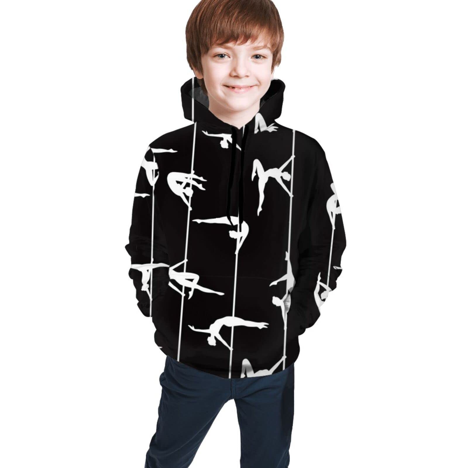 3D Printed Pole Dance Kids Pullover Sweatshirt Hoodie - Soft & Stylish Dancewear for Kids' Pole Dancing Classes & Performances
