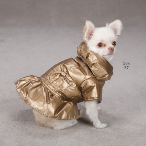 Zack & Zoey Polyester Razzle Dazzle Puffy Dog Coat - XX-Small Gold for Small Dogs | Warm Winter Jacket for Puppies | Perfect for Cold Weather Walks & Outdoor Adventures