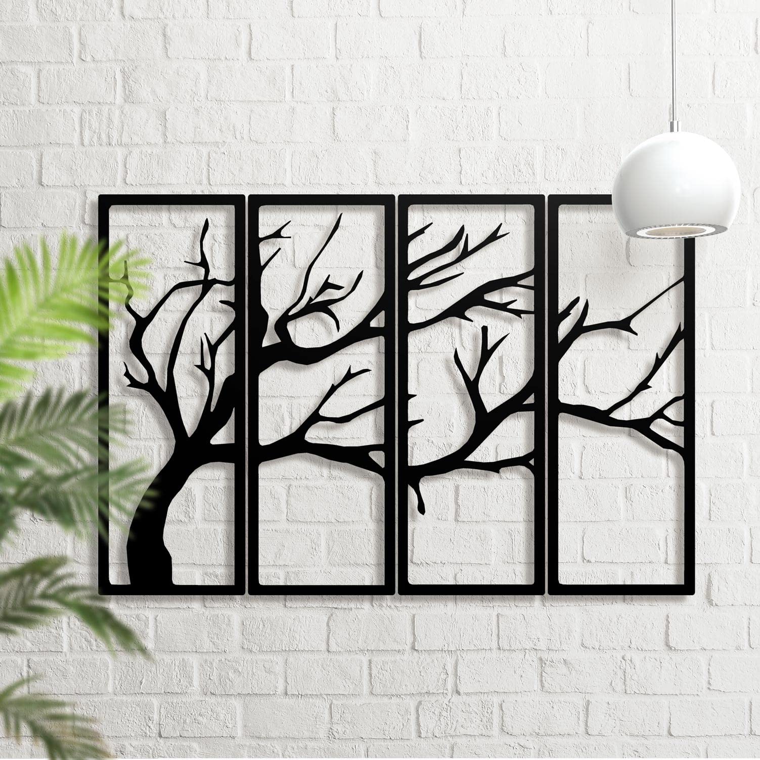 DEKORY Metal Tree of Life Wall Art - 4 Panel Family Tree Wall Decor for Living Room, Bedroom & Office - Modern Home Decoration (57.5 x 38.6 Inches) - Perfect for Housewarming Gifts & Interior Design