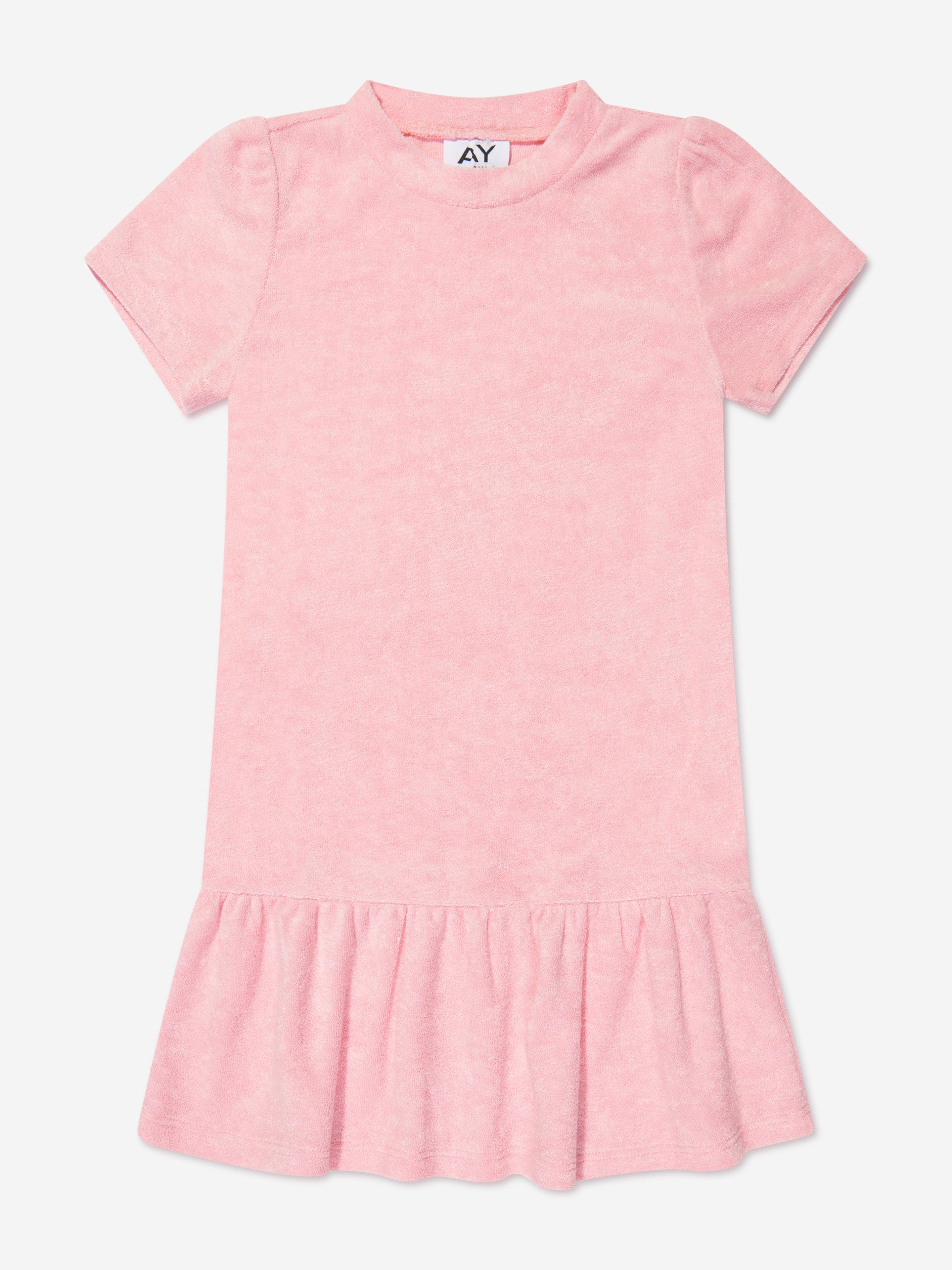 AY by AYLA Girls Towelling Mini Dress - Soft Pink Cotton Summer Beach Dress for Toddler Girls | Perfect for Poolside, Vacation & Playdates