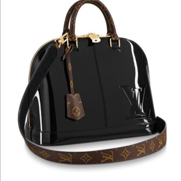 Authentic LV Alma PM Bag in Black Patent Leather - Luxury Handbag for Women, Perfect for Work, Travel & Evening Events