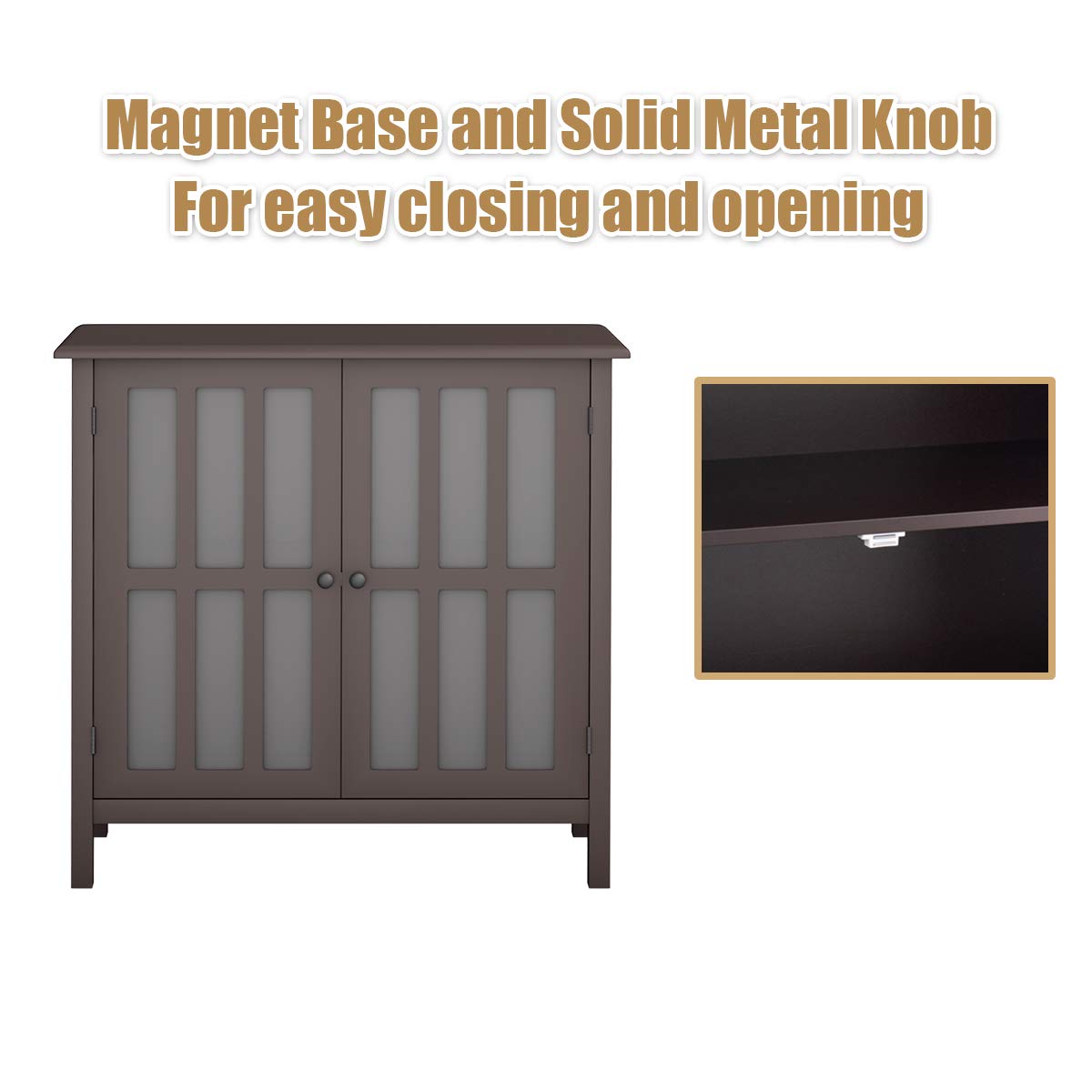 Tangkula Sideboard Buffet Cabinet with 2 Glass Doors - 60