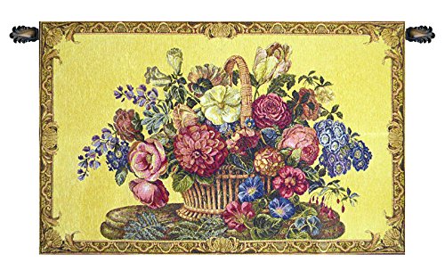 Flower Basket With Yellow Chenille Background