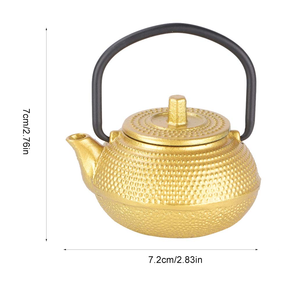 Premium Japanese Cast Iron Teapot - 50ml Mini Tetsubin Tea Kettle with Golden Finish & Ergonomic Handle | Authentic Traditional Japanese Iron Teapot for Green Tea, Herbal Tea & Matcha | Perfect for Home, Office & Tea Ceremonies