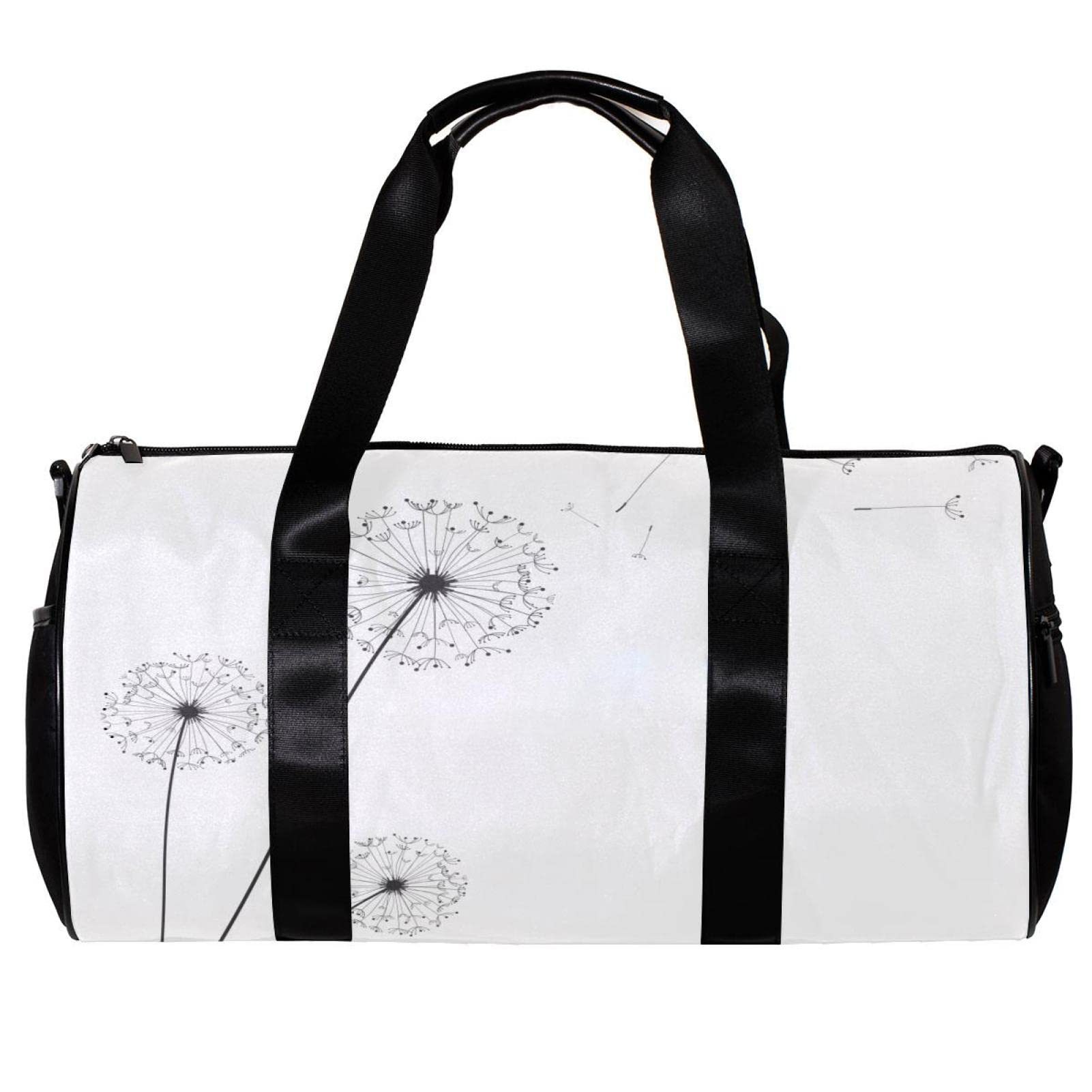 Minimalist Dandelion Print Sports Duffel Bag - Lightweight Travel Tote Carry On Weekender Gym Overnight Bag for Men & Women - Perfect for Gym, Travel, Sports & Weekend Getaways