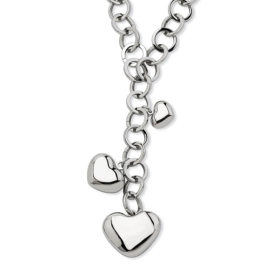 ICE CARATS 28in Stainless Steel Heart Y-Chain Necklace with Pendant - Elegant Love Charm Drop for Women | Perfect Gift for Her, Valentine's Day, Anniversary & Special Occasions