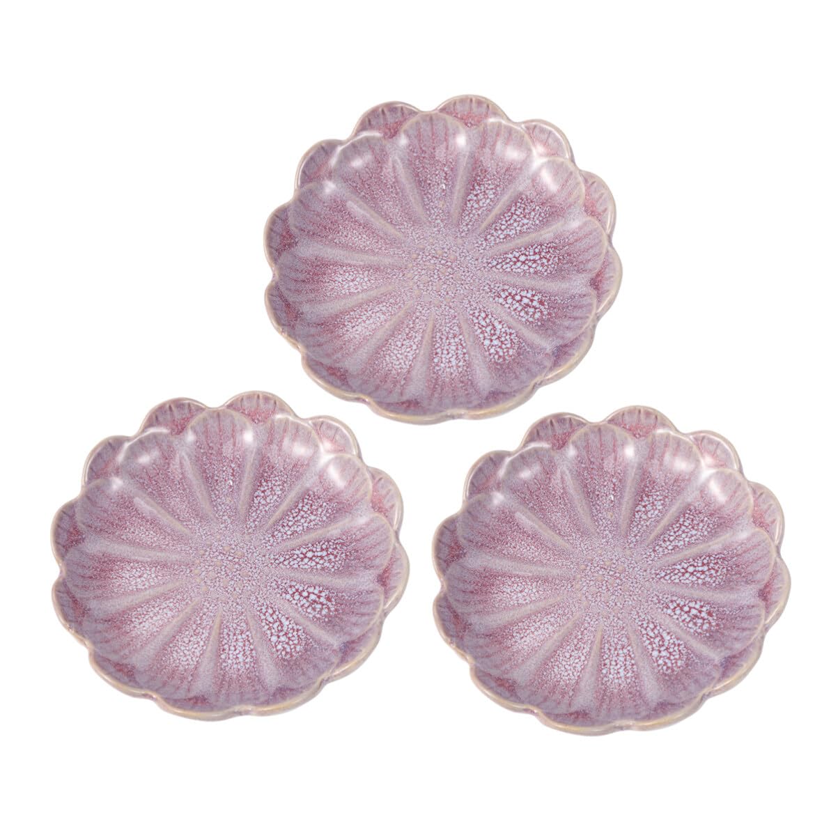 Amosfun 3pcs Ceramic Dipping Dishes - Flower Shaped Mini Sauce Plates for Sushi, Salad & Dessert
