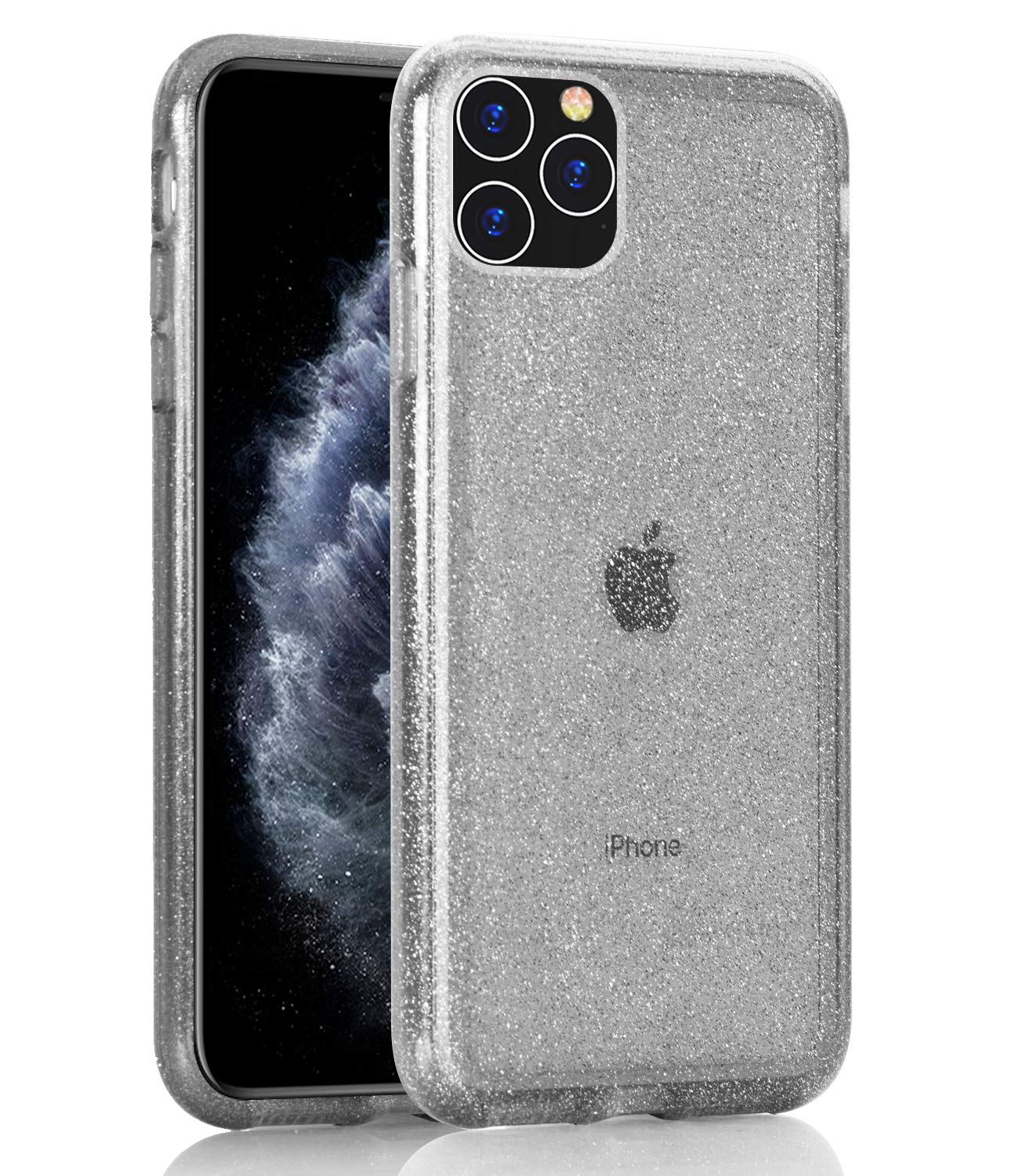 BAISRKE Clear Glitter iPhone 11 Pro Max Case - Heavy Duty Hybrid Protection with Hard Plastic & Soft TPU | Shockproof Armor Cover | High Impact Resistant | Black | Perfect for Everyday Use & Outdoor Activities