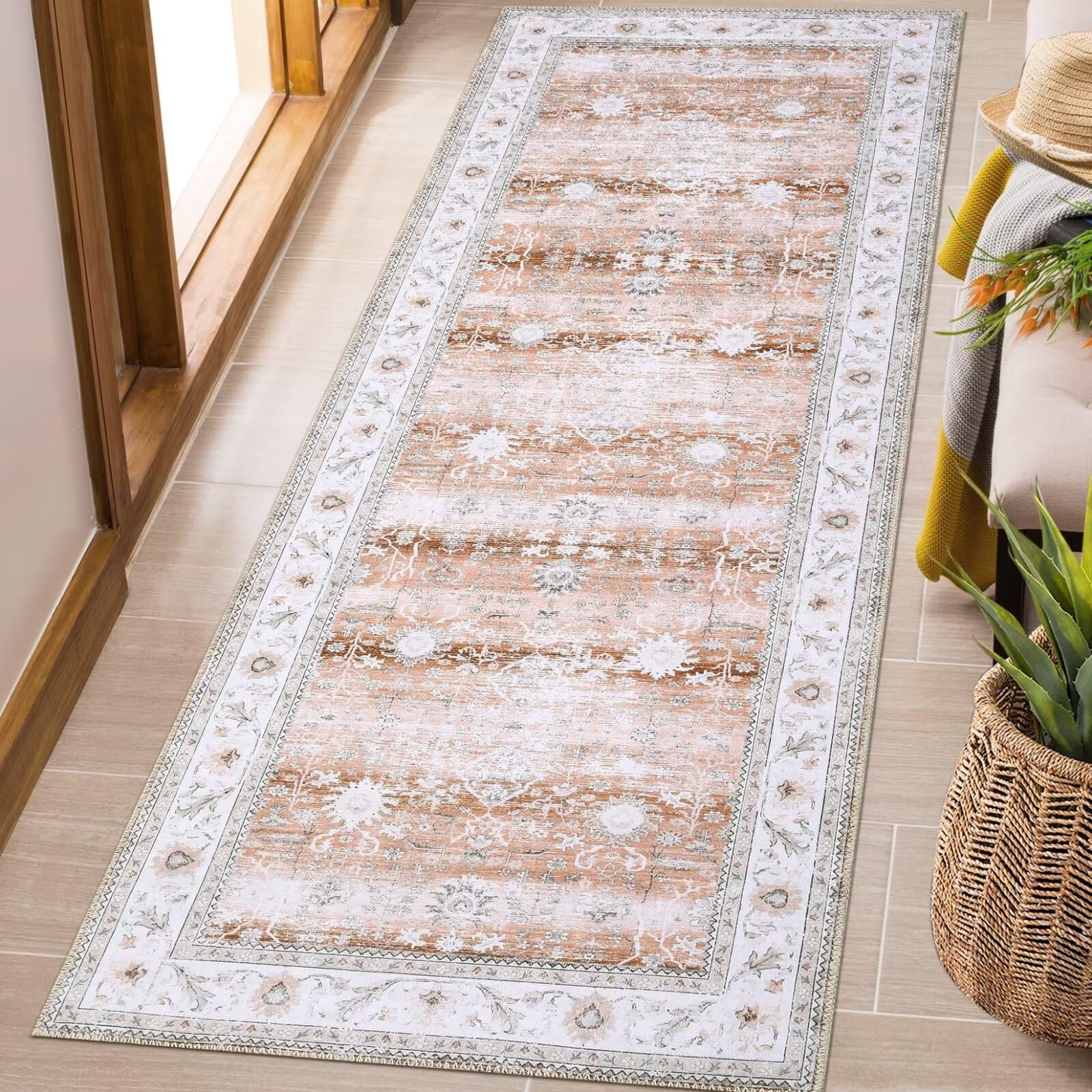 GARVEE 2x6 Runner Rugs - Soft Washable Boho Indoor Carpet for Living Room, Bedroom, Dining Room, Kitchen, Office & Nursery | Foldable Easy Care Floor Mat - Perfect for High Traffic Areas & Cozy Home Decor