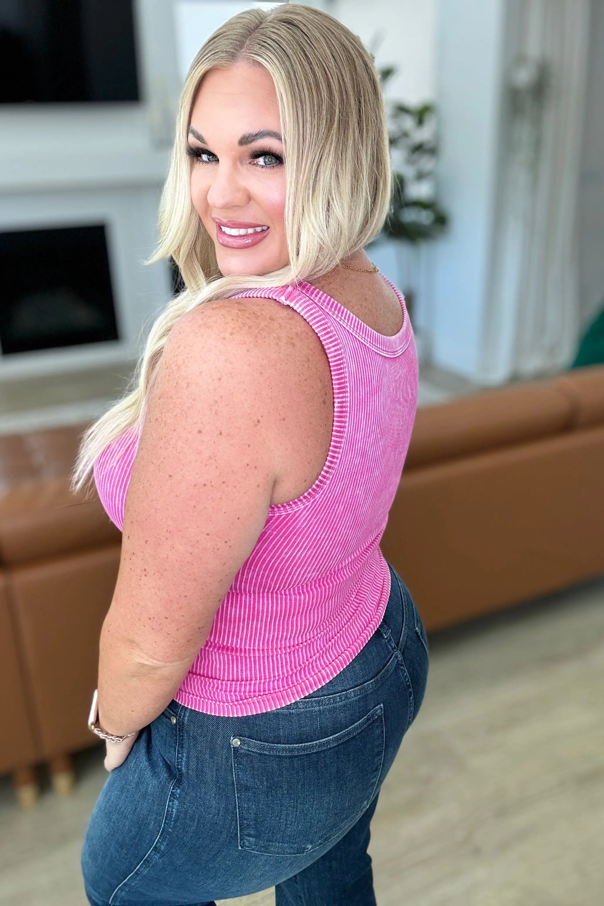 Go the Distance Ribbed Tank Top for Women - Hot Pink | Soft Stretchy Workout & Casual Wear | Perfect for Yoga, Running & Everyday Outfits