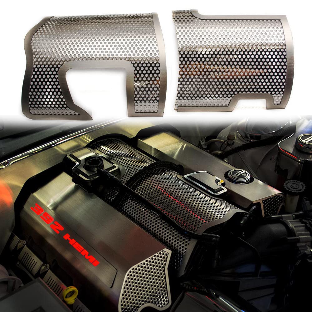 American Car Craft Plenum Cover for 392 6.4L Engine | Perforated Stainless Steel Heat Shield | Performance Upgrade for Dodge Challenger & Charger | Engine Bay Protection & Style Enhancement