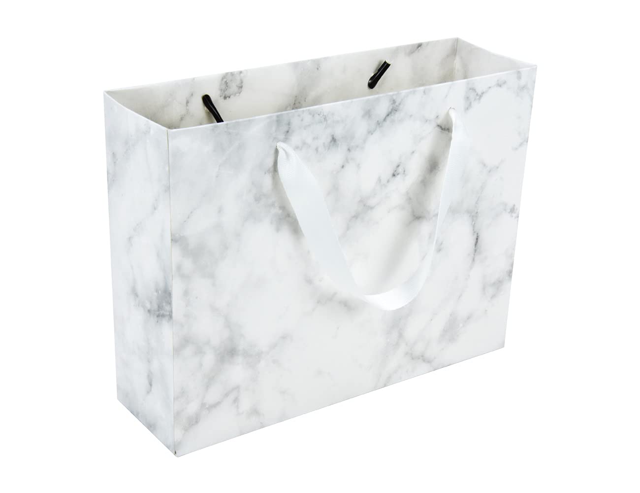 HUAPRINT Elegant Marble Paper Bags with Ribbon Handles - 20 Pack Premium Gift Bags 10.6x8.3x3.1 Inches for Wedding Favors, Party Decorations, Retail Packaging & Lunch Bags - Perfect for Bridal Showers, Birthday Gifts and Boutique Merchandise Display
