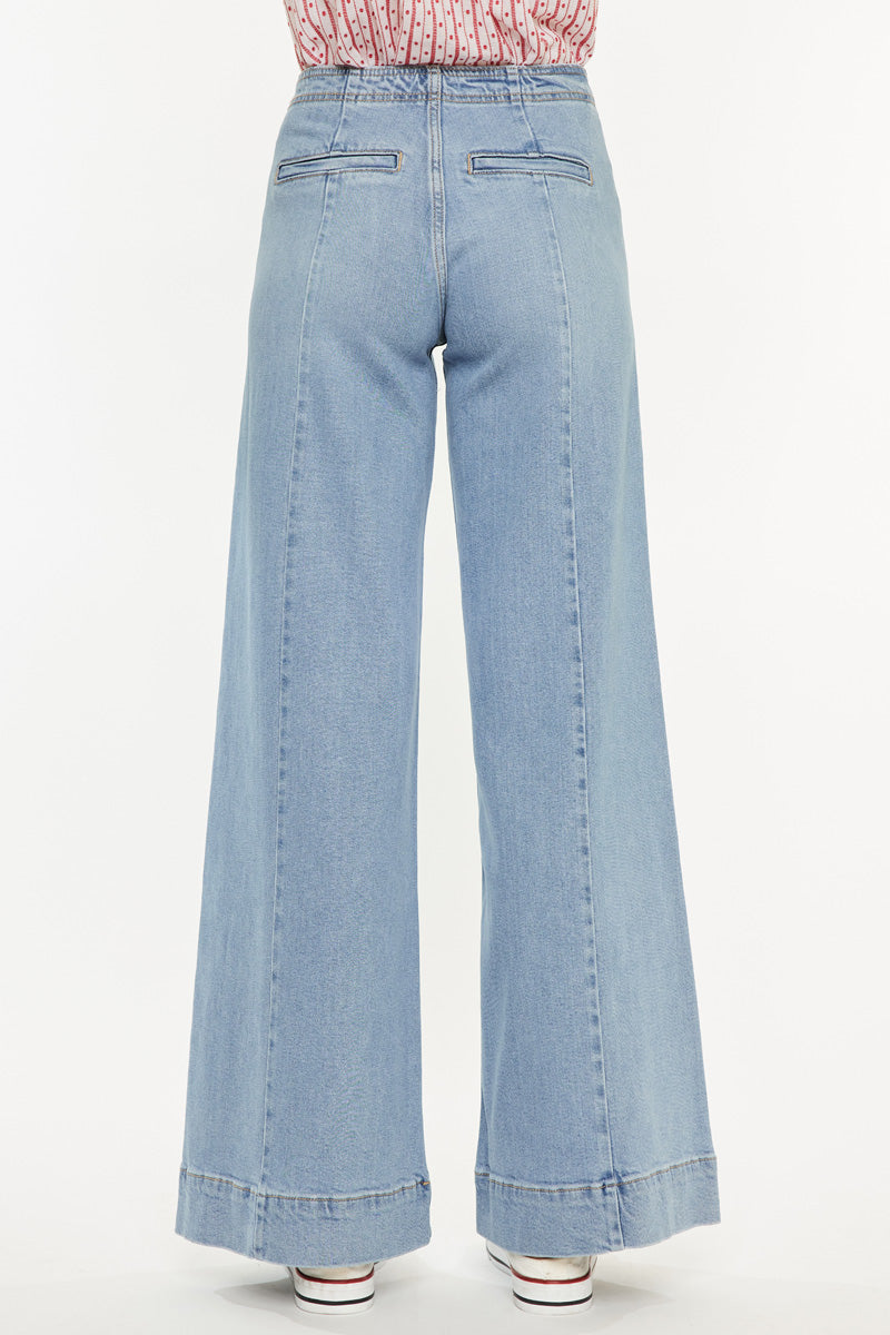 Deena High Rise Wide Leg Jeans for Women - Stretchy Comfort Denim Pants with Flared Fit - Perfect for Casual Outings, Work & Date Nights