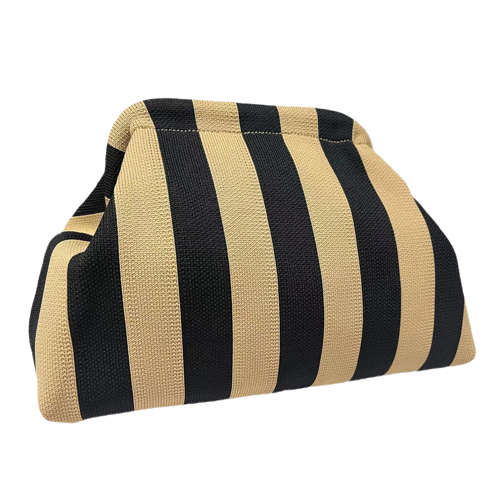 Stylish Woven Crochet Dumpling Clutch Bag for Women - Summer Beach Striped Handbag & Purse 2024 | Perfect for Vacation, Parties, and Casual Outings