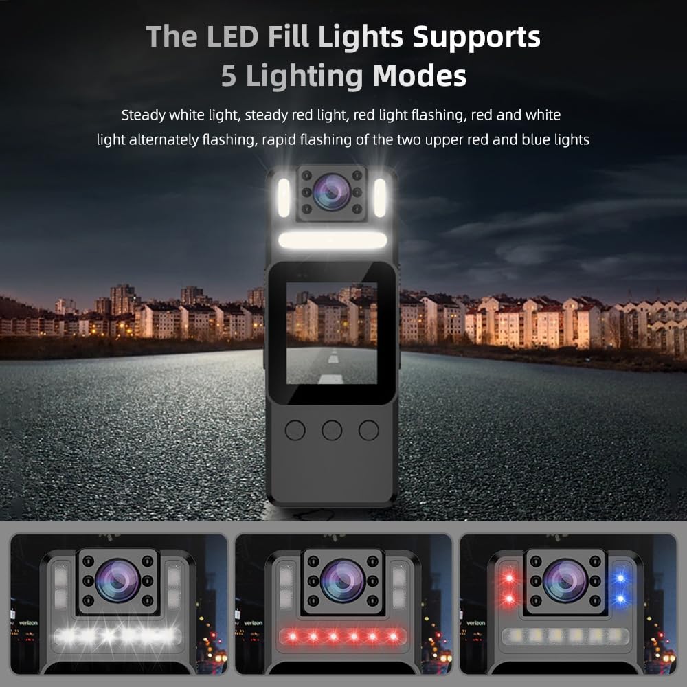 4K Mini Body Camera with Audio & Video Recording - Wearable WiFi Camcorder with 180° Rotatable Lens, Night Vision & Warning Lights - Magnetic Clip for Personal Security, Travel Vlogging & Outdoor Adventures