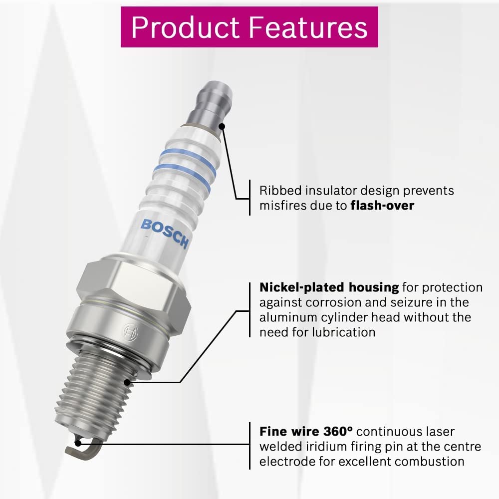 Bosch YR8MCT Spark Plug 0242129531 - Compatible with Hyundai Kappa Engine Models | High Performance Ignition for Smooth Driving & Fuel Efficiency | Perfect for Daily Commute, City Driving & Highway Trips