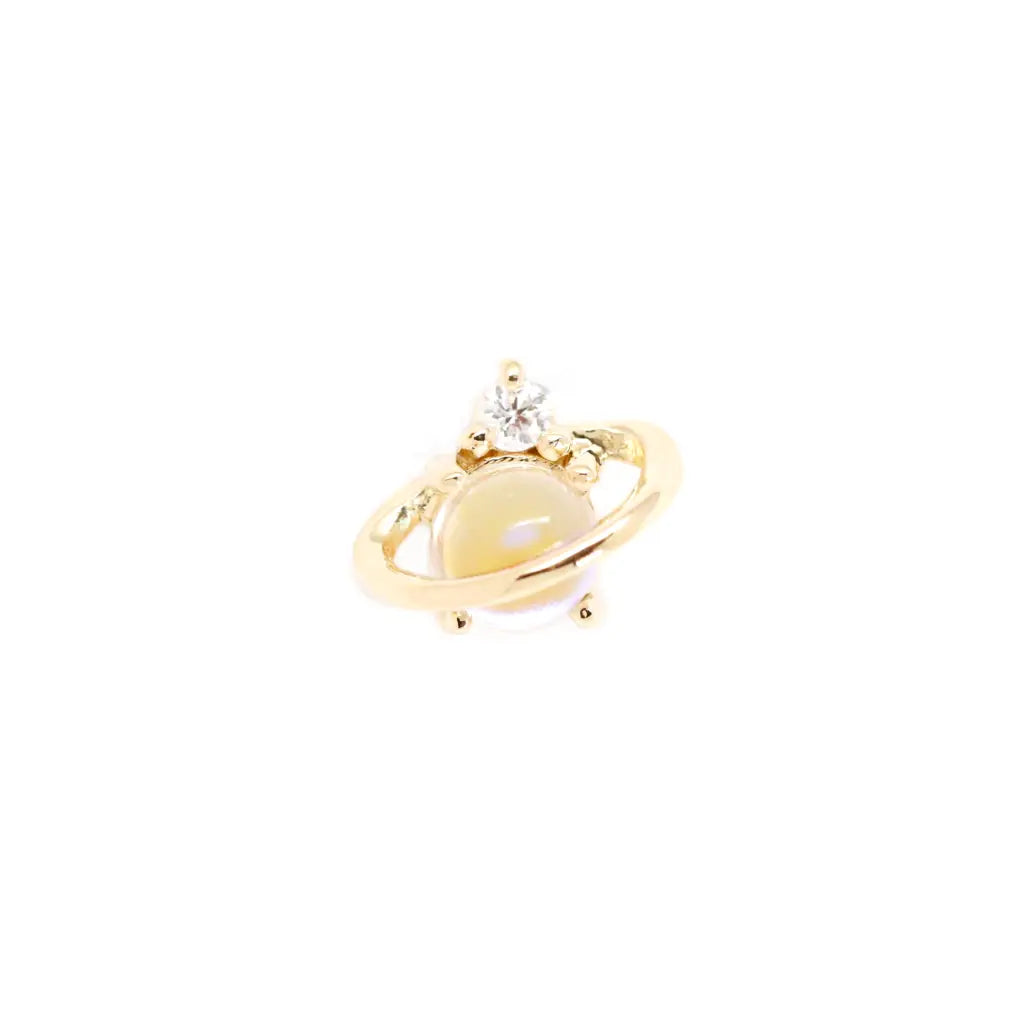 14KT Solid Gold Saturn Threaded Labret Earring – Hypoallergenic Cartilage Piercing Jewelry for Men & Women – Perfect for Everyday Wear, Gifts & Special Occasions