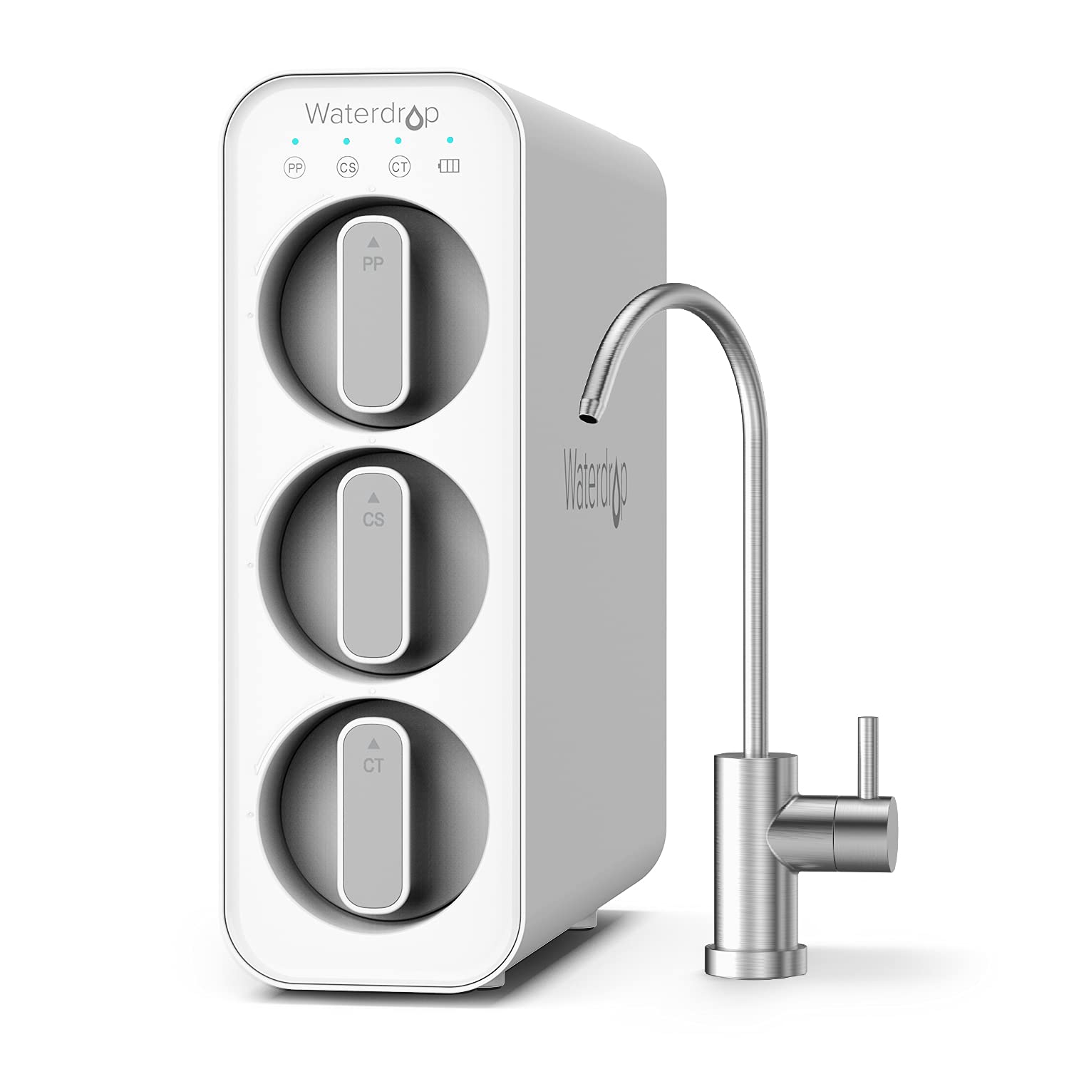 Waterdrop TSC Under Sink Water Filtration System with Smart Filter Life Indicator - Reduces PFOA, PFOS, PFAS, Chlorine, Fluoride & Bad Taste - Clean Drinking Water for Home & Office Use