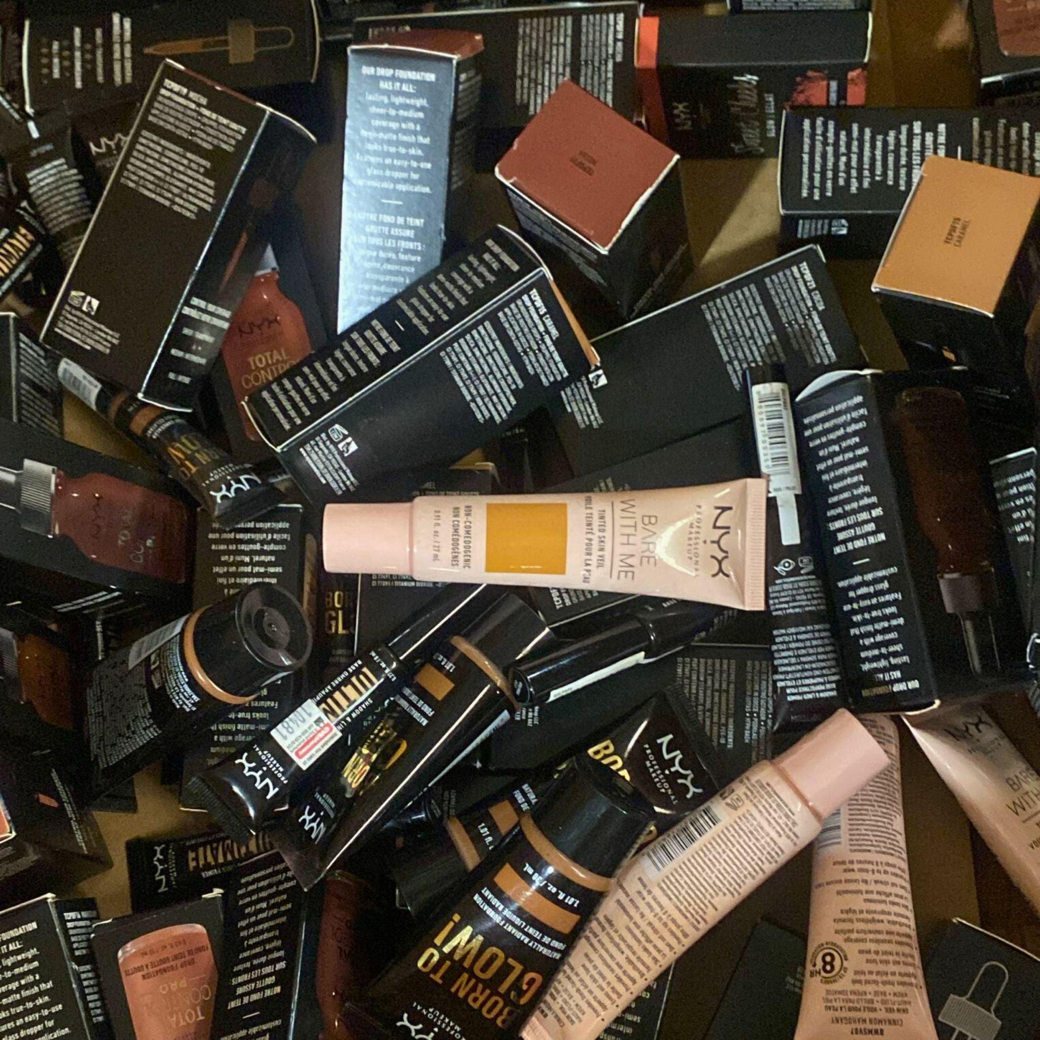 NYX Assorted Foundations & Shadow + Liner Primer (50 Pcs Lot) - Professional Makeup Kit for Contouring, Highlighting & Long-Lasting Eye Makeup - Perfect for Salons, Makeup Artists & Beauty Enthusiasts