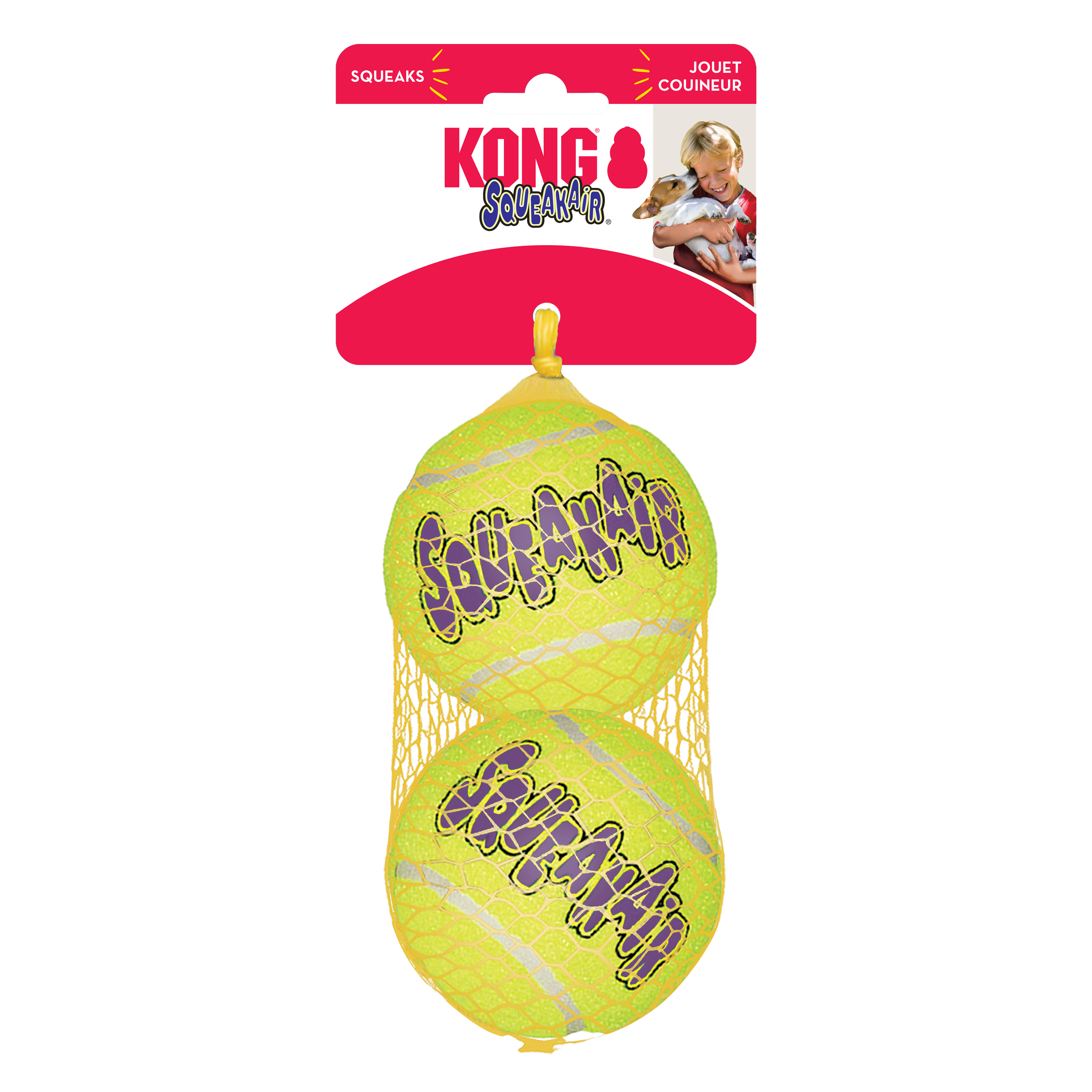 Kong Squeak Air Balls - Durable Tennis Balls with Fun Squeaky Sound for Dogs - Perfect for Fetch, Training & Outdoor Playtime
